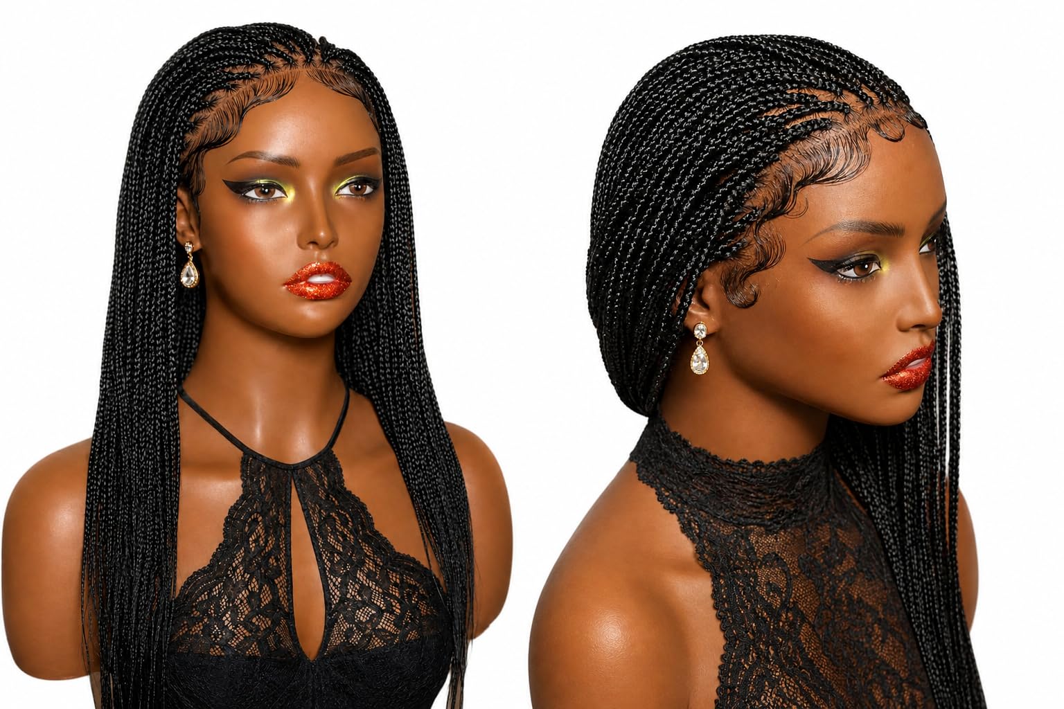 Photo 1 of SIMILAR TO STOCK PHOTO-------------------Forever Braids RITA – Micro Natural Black Short Braided Wig, Full Lace Wig With Baby Hair (18")
