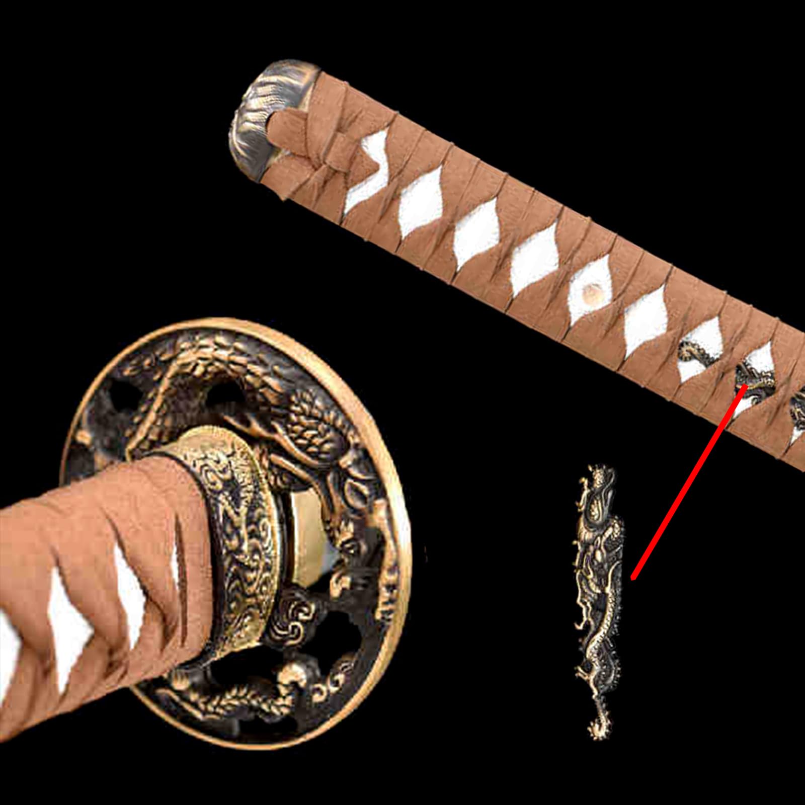 Espadas samurái de Palisandro Natural de 103 cm,Bokken Hecho a Mano con guardamanos de Cobre Puro,Katana de Madera para Entrenamiento de Kendo,Cosplay,exhibición,Regalo y Accesorios.