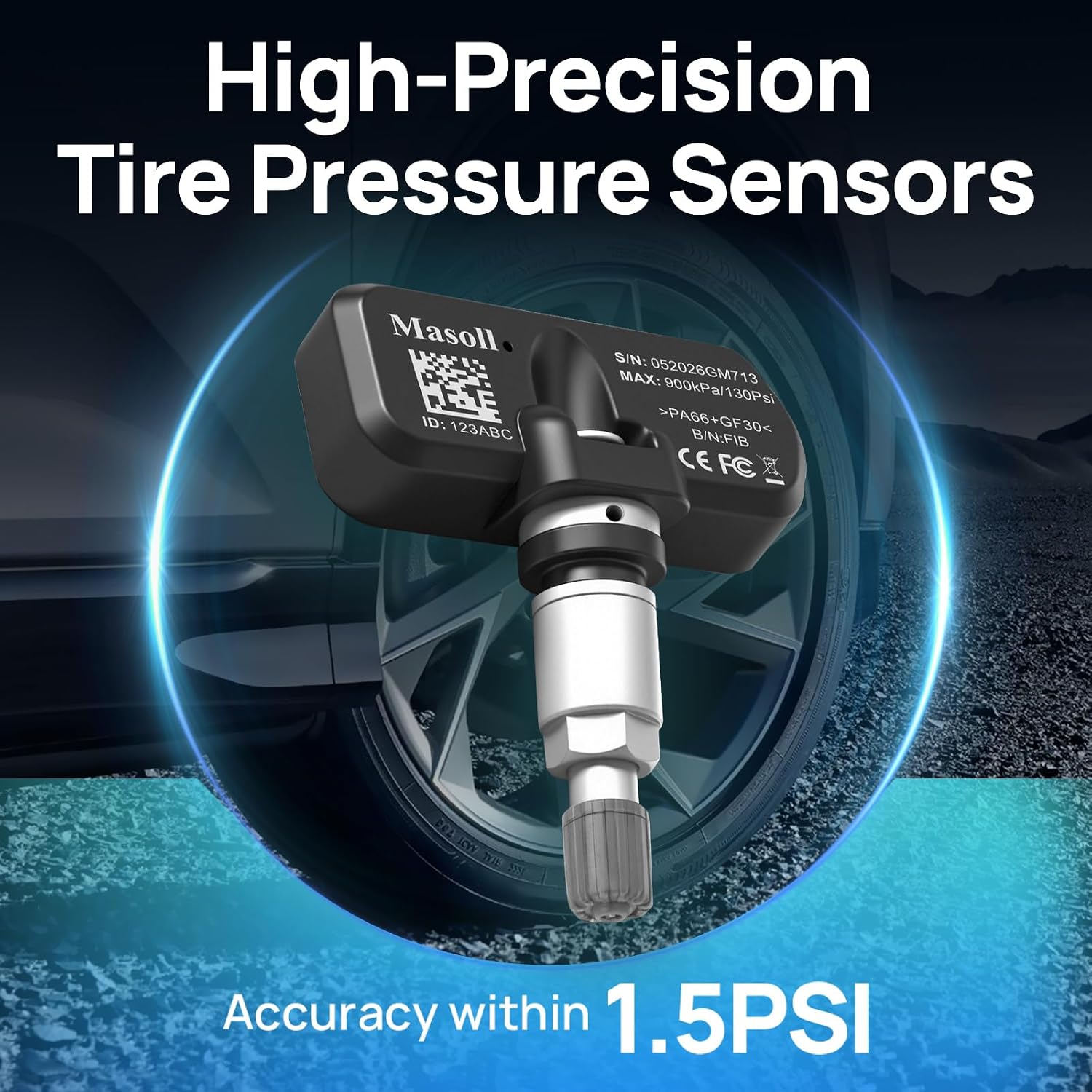 Masoll Pre-Programmed TPMS Sensor for Chevy Buick Cadillac GMC, 315/433MHz