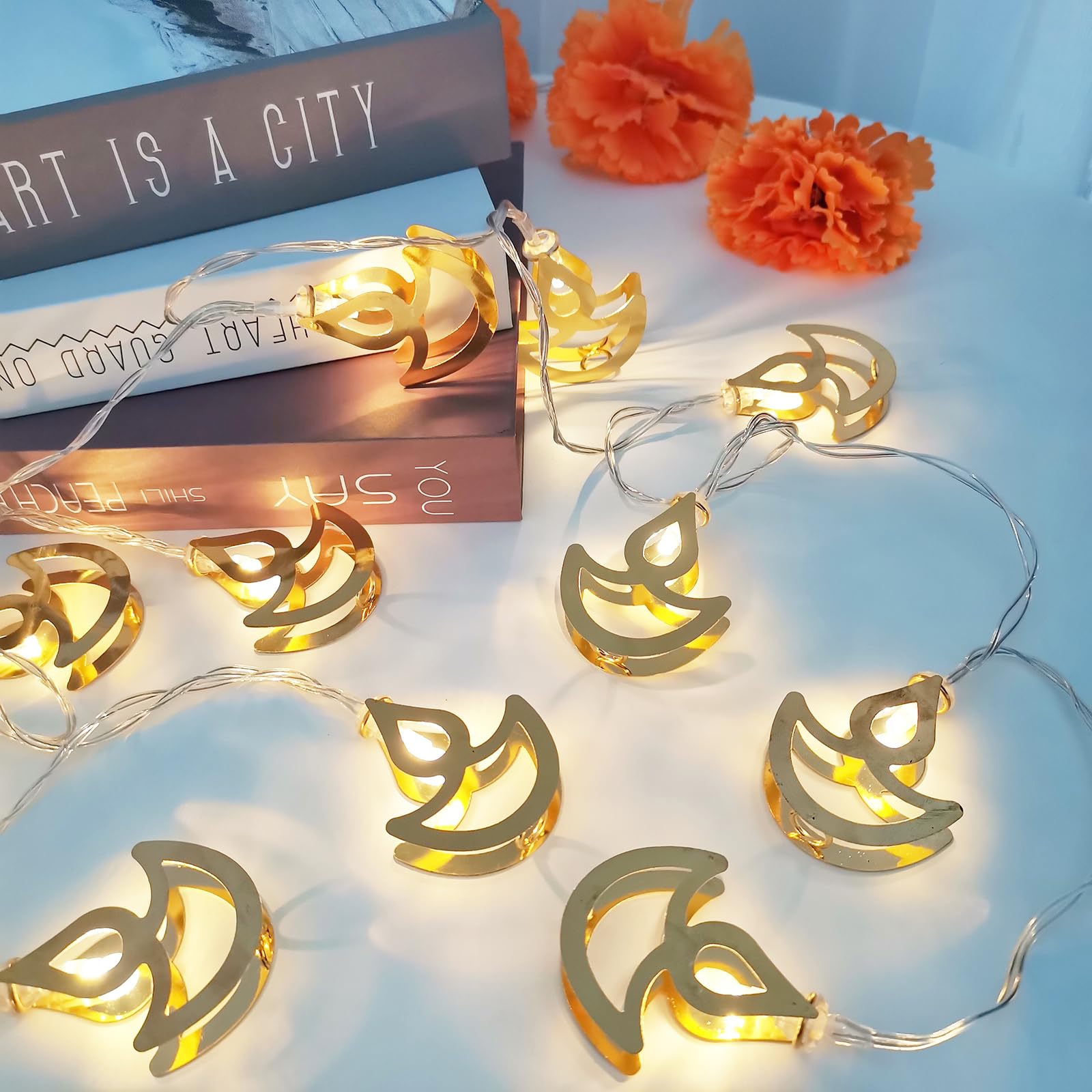 RAKEU ElodieAu 10ft Multi Color Diwali String Lights, 20 Led Fairy Diya Curtain Light, Window String Lights for Diwali, for Diwali Wedding Party Indoor Outdoor Bedroom Lights Decoration