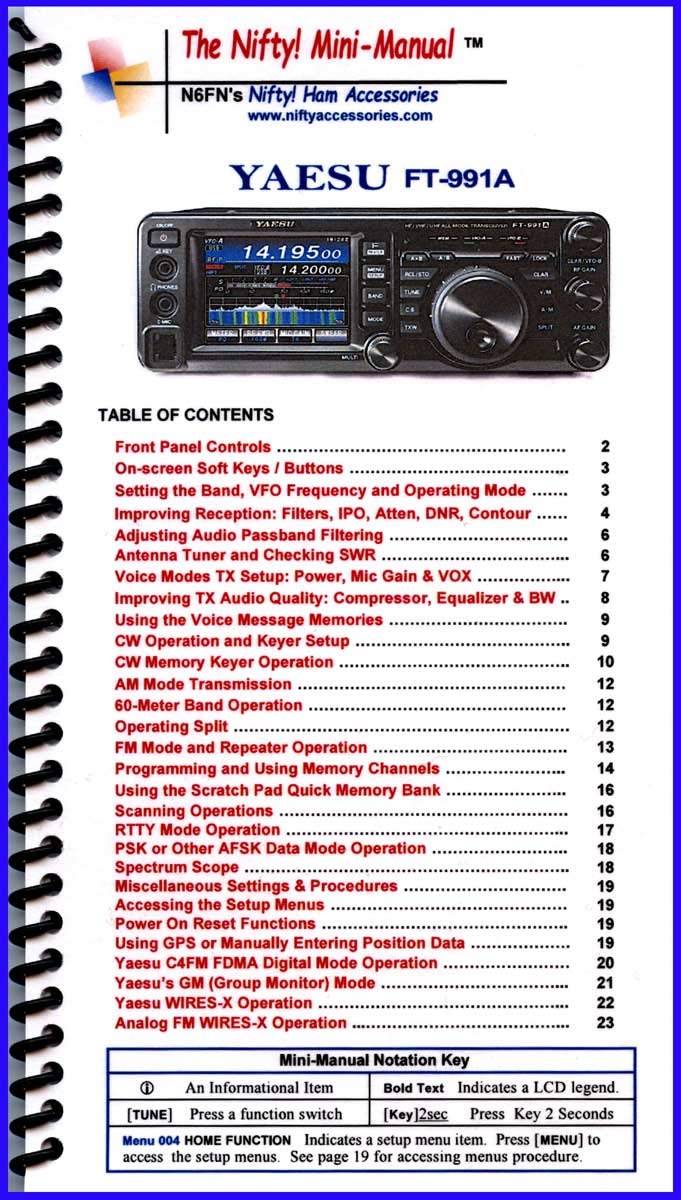 Yaesu FT-991A Mini-Manual by Nifty Accessories      Paperback – January 1, 2017