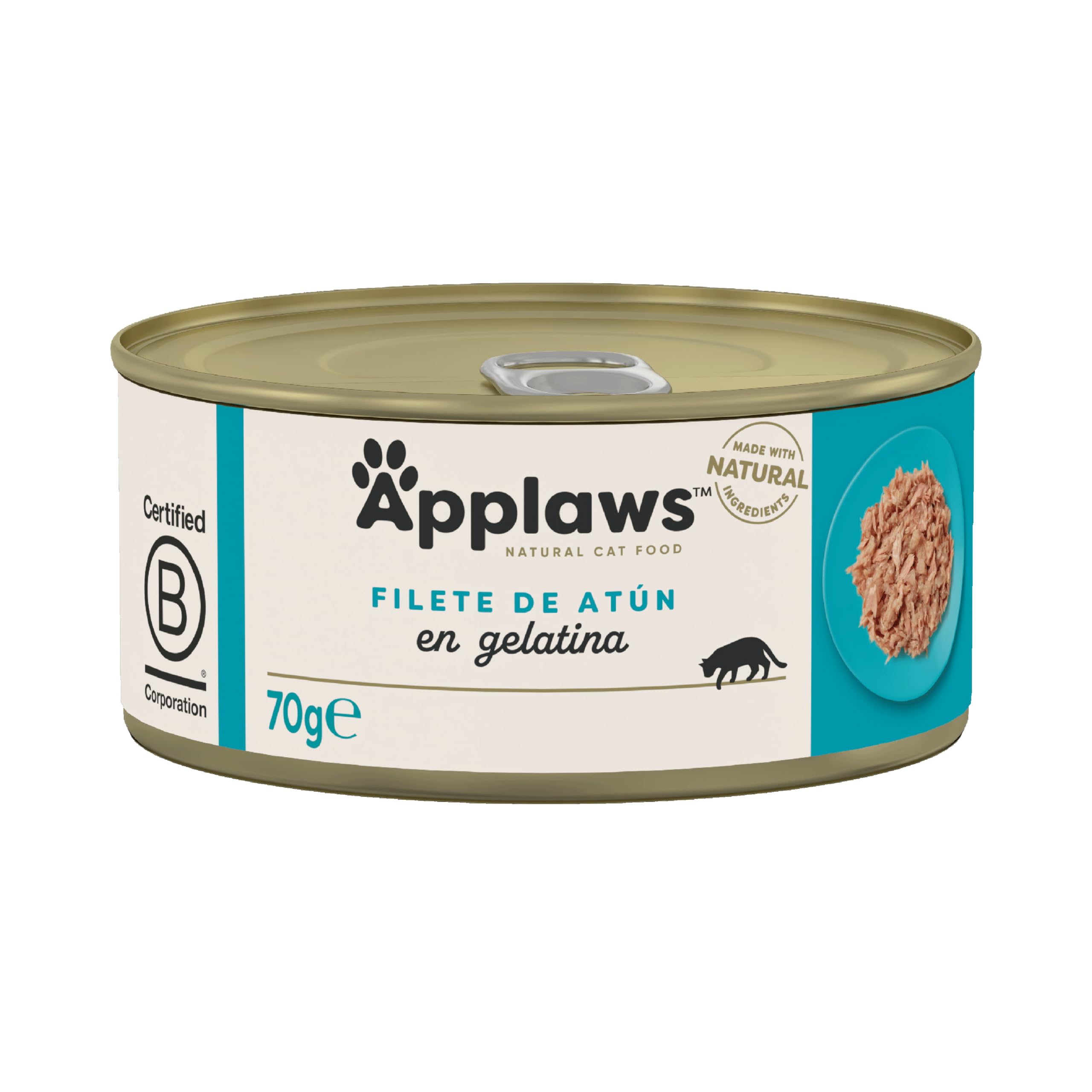 Applaws Natural Wet Cat Food, Tuna Fillet in Jelly 70 g Tin, (24 x 70 g Tins)