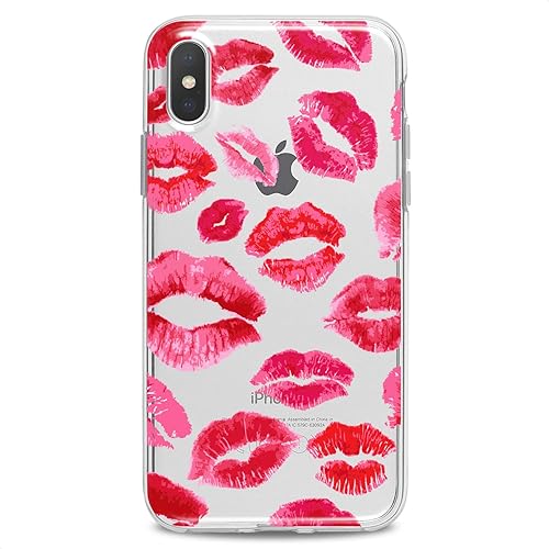 Miniatura 7 de Cavka Funda de TPU compatible con iPhone 14 Pro Max 13 12 Mini 11 Xs X 8 Plus Xr 7 SE Red Kisses Flexible Silicona Transparente Slim Fit Diseño