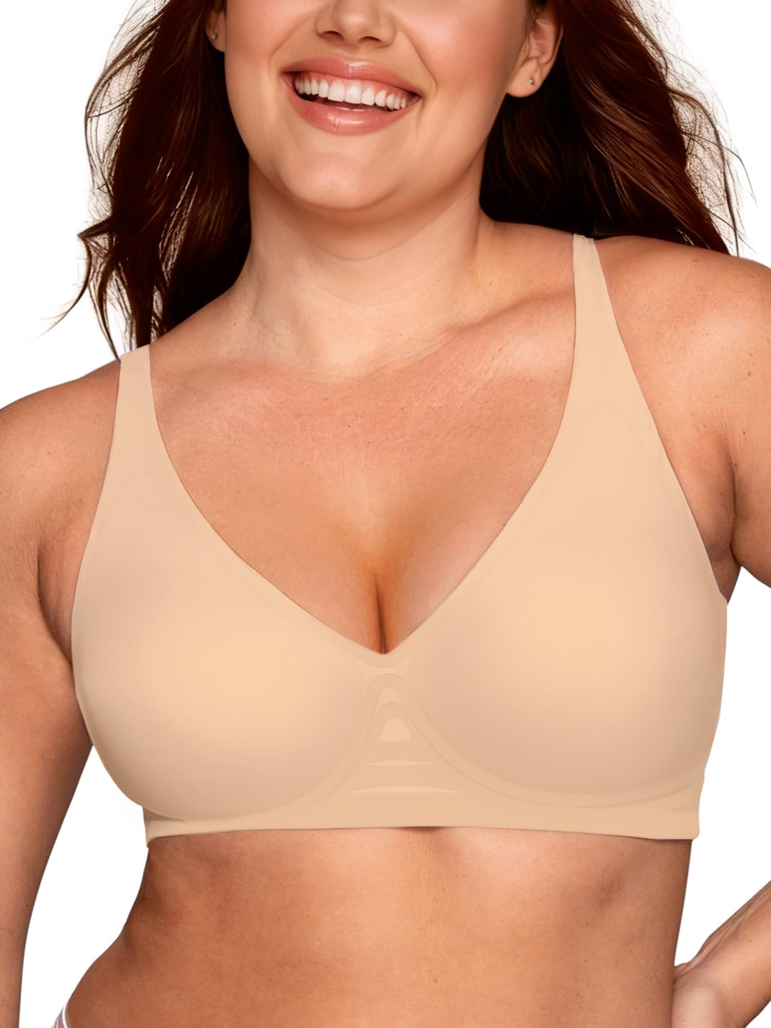 Jelly Wireless Bra for Women No Underwire Push Up Plunge Seamless Full Coverage Supportive T-Shirt Bralette