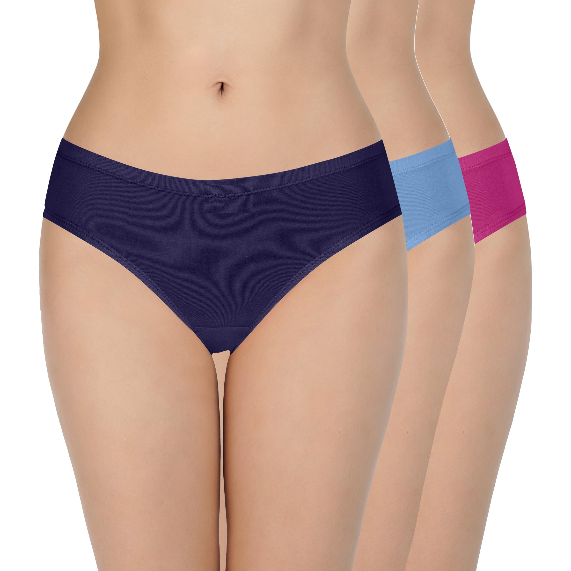 Amante Every de Solid Low Rise Three-Fourth Coverage Cotton Bikini Panties (Pack of 3)