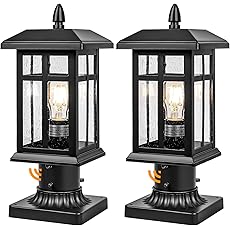 Outdoor Post Light Fixtures for Driveway Yard Lawn Patio Garden, Black Waterproof Exterior Pier Mount Post Light Outside Aluminum Post Lamp Light