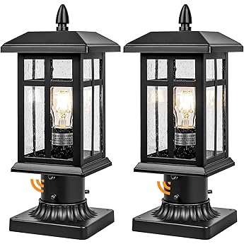 Outdoor Post Light Fixtures for Driveway Yard Lawn Patio Garden, Black Waterproof Exterior Pier Mount Post Light Outside Aluminum Post Lamp Light
