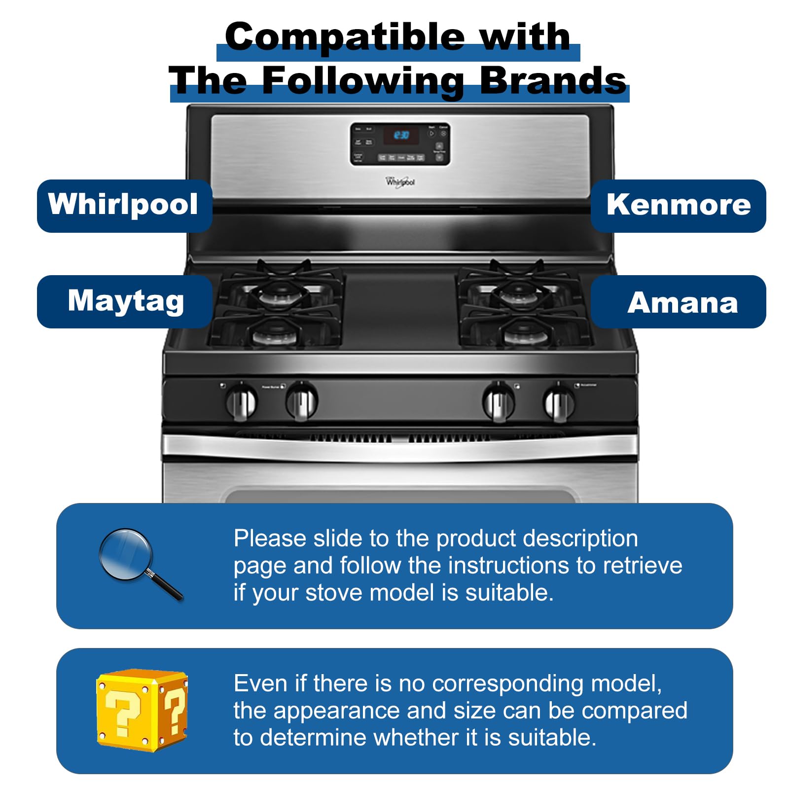Upgraded W10447925 Burner Grates Compatible with Whirlpool Kenmore Maytag Range Stove Cooktop