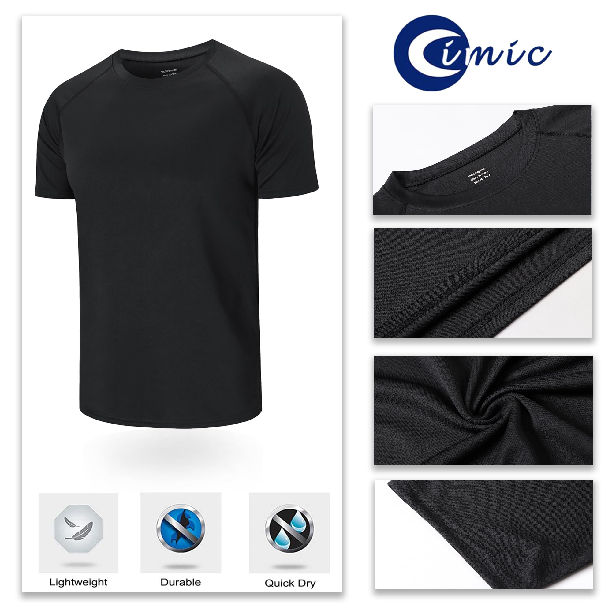 Cimic 3/5/7 Pezzi Maglietta Uomo Manica Corta Sportiva Asciugatura Rapida Traspirante Palestra Running Trekking