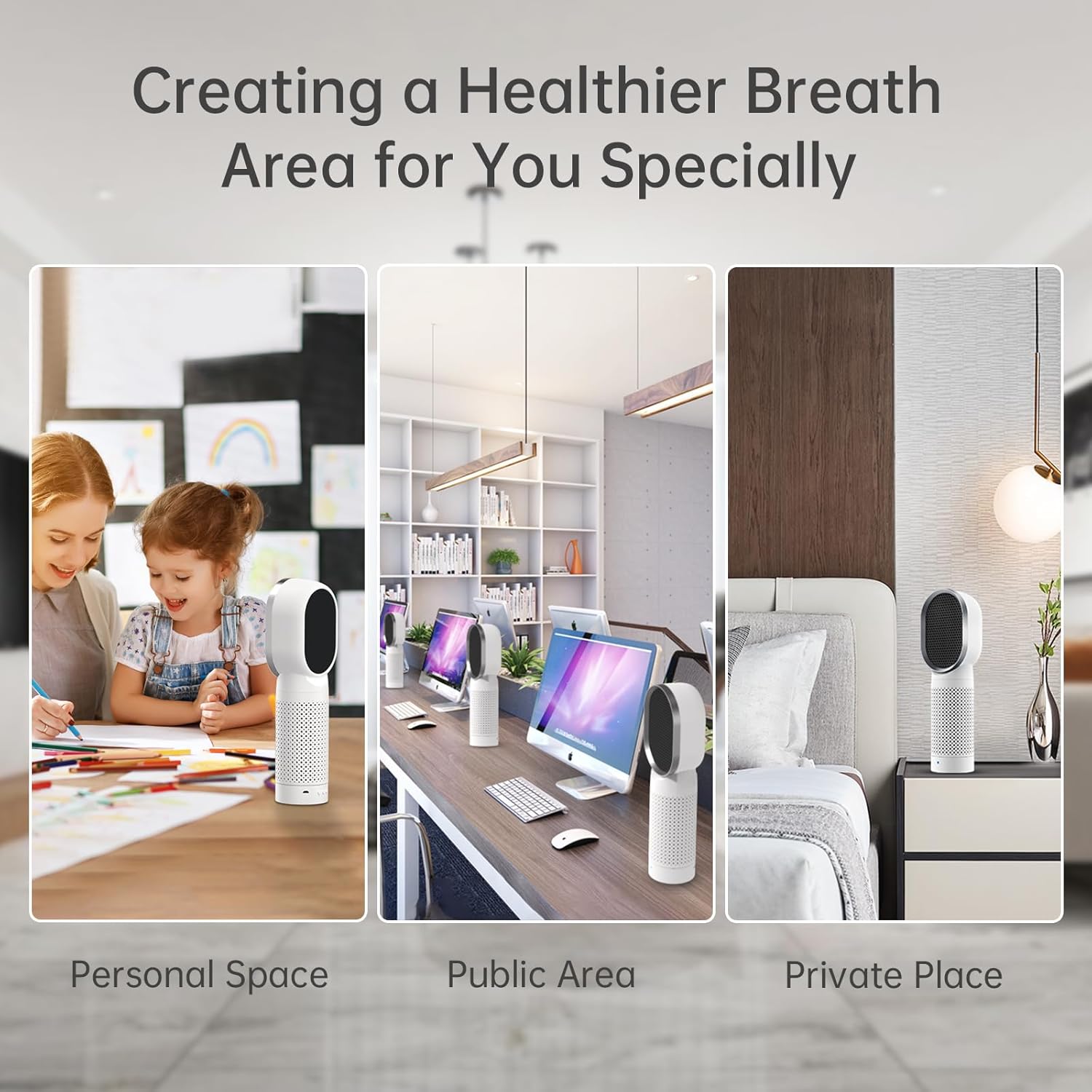 QUEENTY Desktop Air Purifier for office With H13 HEPA Filter,Ionizer,Face to Face Outlet and Oscillating Air Blowing to Help You Breathing Fresh Air and Negative Ion for bedroom, for small room - Image 7