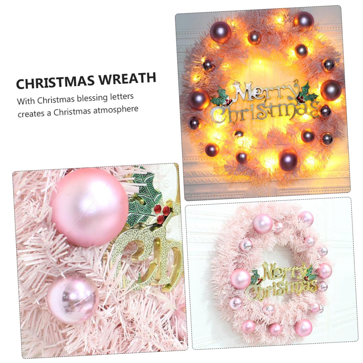 Guirnalda Navideña Rosa con Luces LED Decoración para Puerta y Pared Ambiente Festivo para Hogar y Comercio