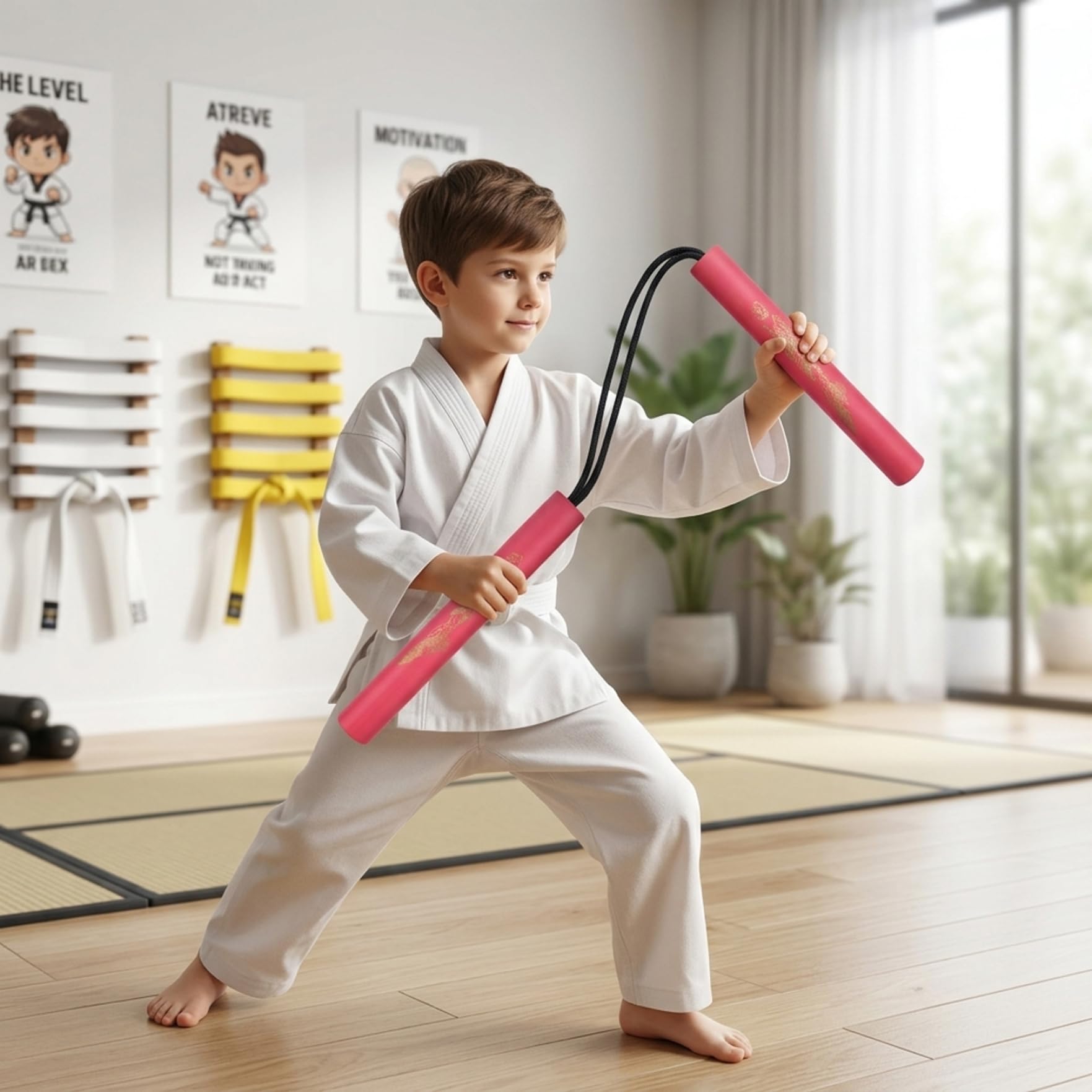 Nunchucks pour Enfants, 2 pièces, Nunchucks en Mousse Souple pour débutants, Nunchicks d'entraînement légers et sûrs avec Rembourrage, Bleu