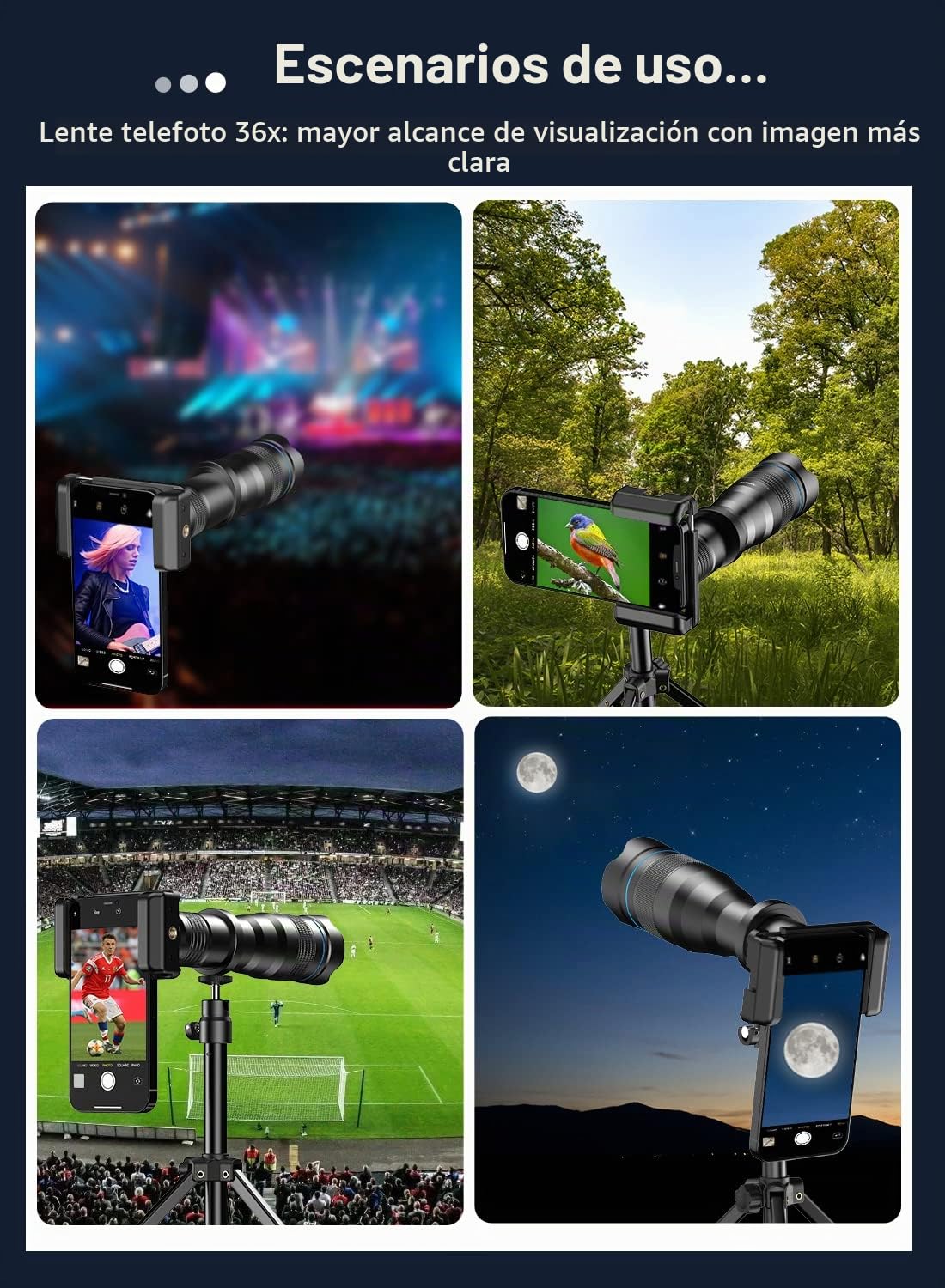 Apexel Teleobjetivo HD 36X para Smartphone, Objetivo con trípode para iPhone, Samsung Huawei y la mayoría de Smartphones