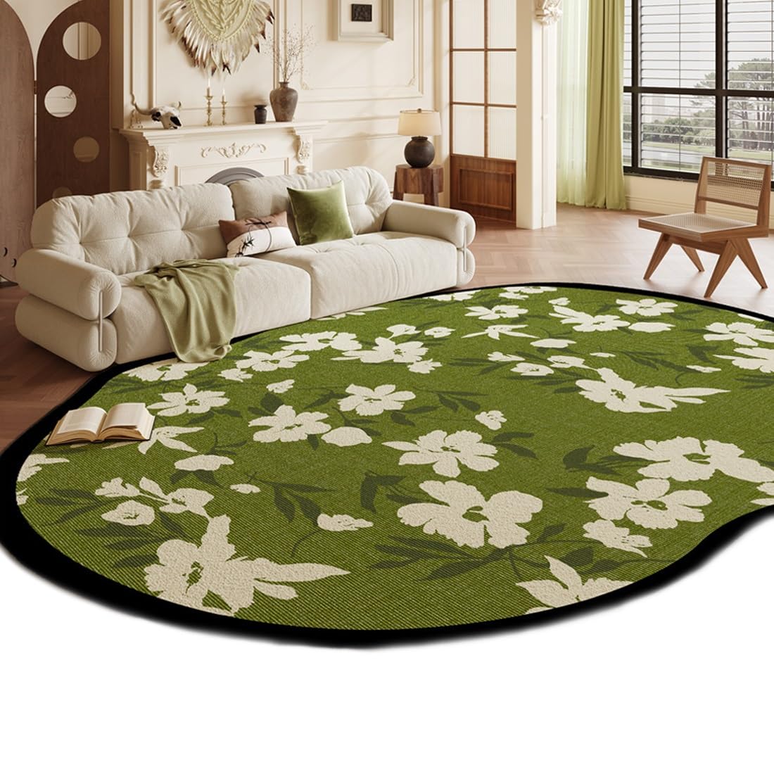 Tapis moquette fleurs rétro pour salon facile à nettoyer 230cm