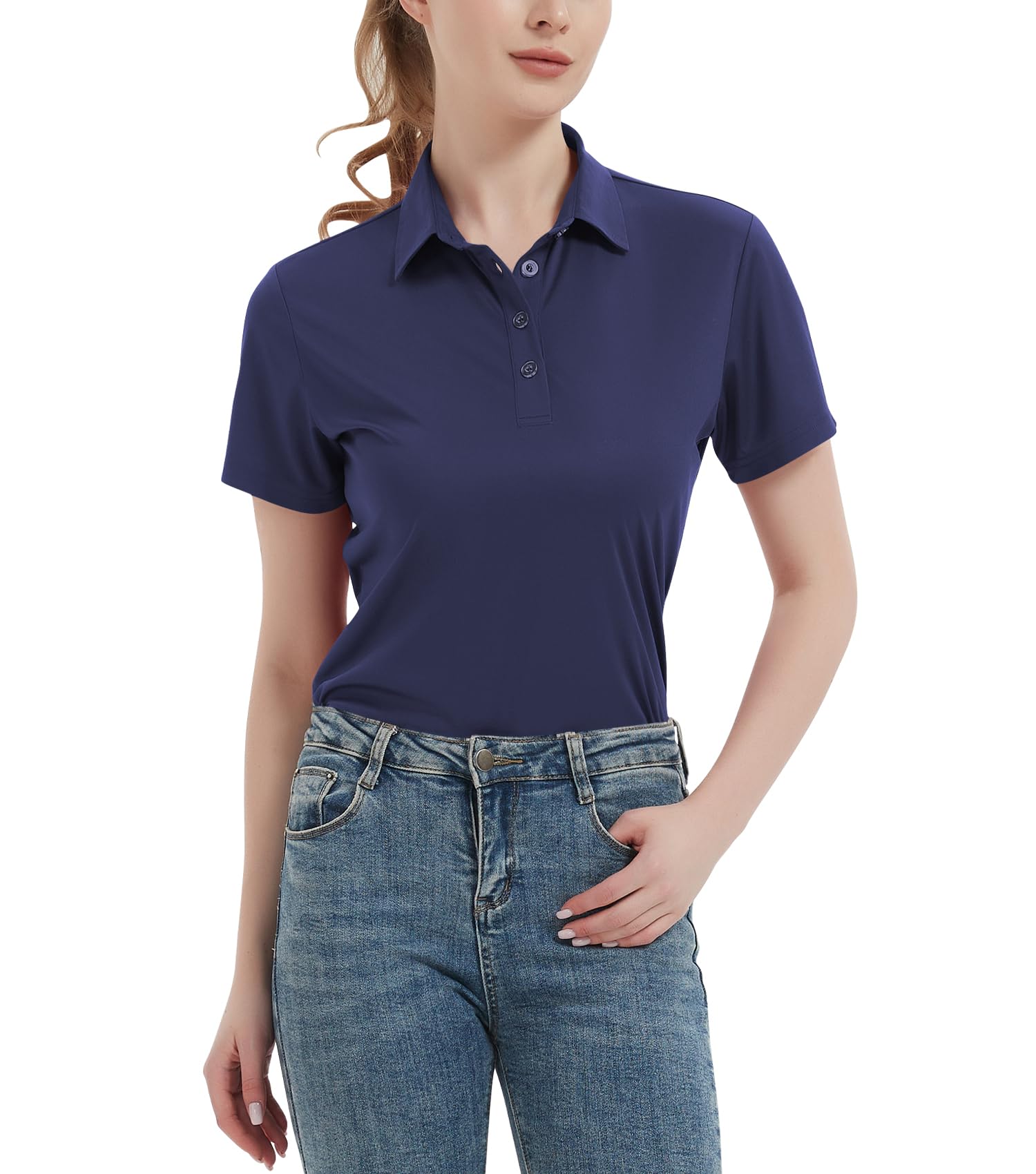 Women's Polo Shirts UPF 50+ Casual Sun Protection Work Quick Dry 4 Buttons Short Sleeve Collared Golf Shirt XS-3XL