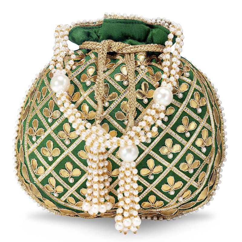 Image of Aheli Embroidered Potli Bag Gift for Women Handmade Ethnic Purse Evening Handbags Stylish Bridal Fashion Clutch Bag
