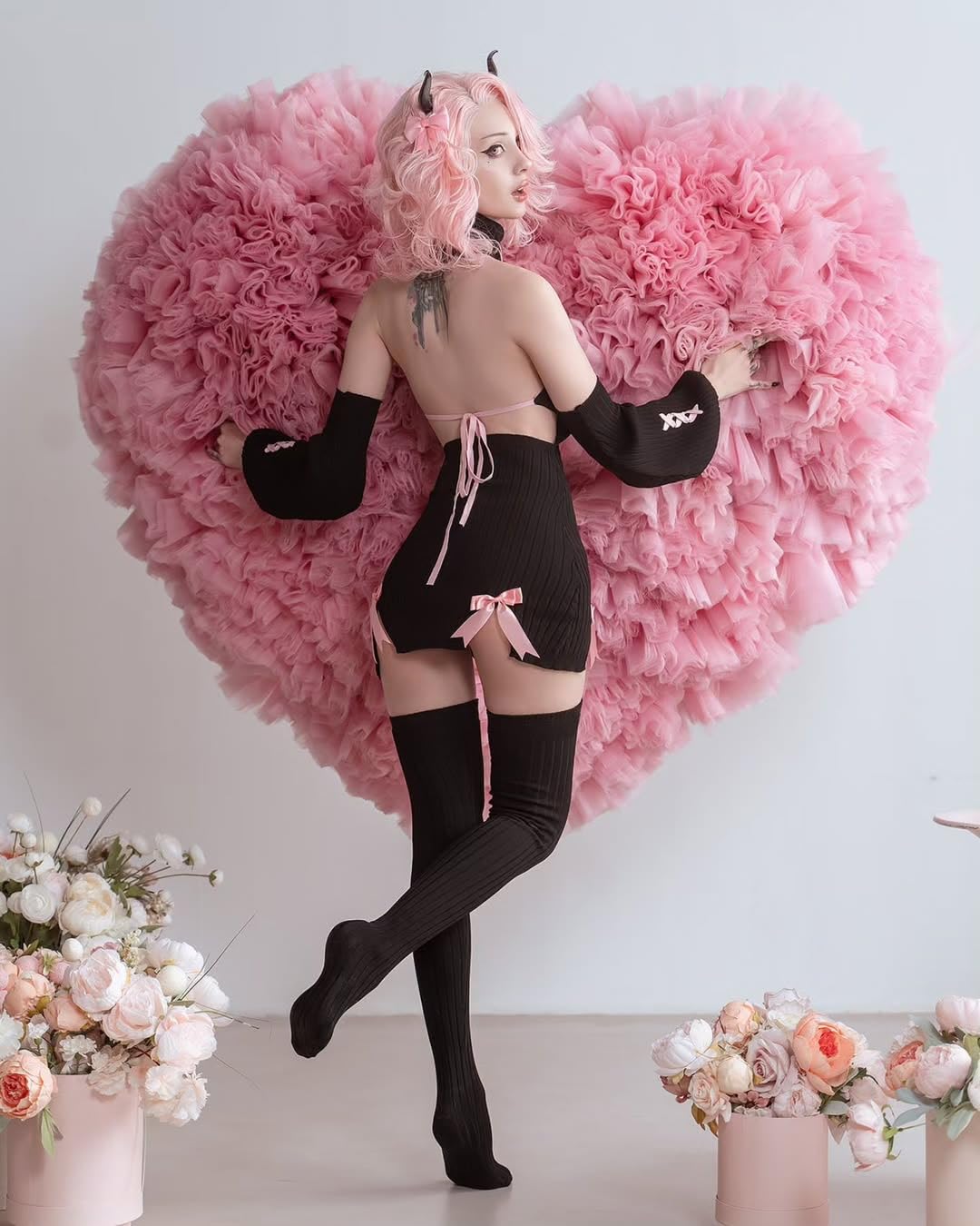 KORURACLUB Bow Sweater Costume（3-PIECE SET） premium sweater cosplay lingerie Bow Sweater succubus lingerie