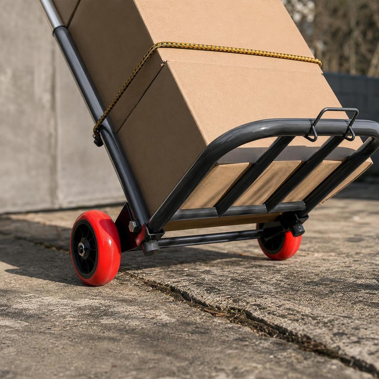 Manual Plegable Metal 200 kg, Acero Inoxidable, Carga máxima 200 kg, Cuerda elástica, Acero al Carbono, para Hogar, para Maletas, Rueda de Goma Resistente al, Grande 32