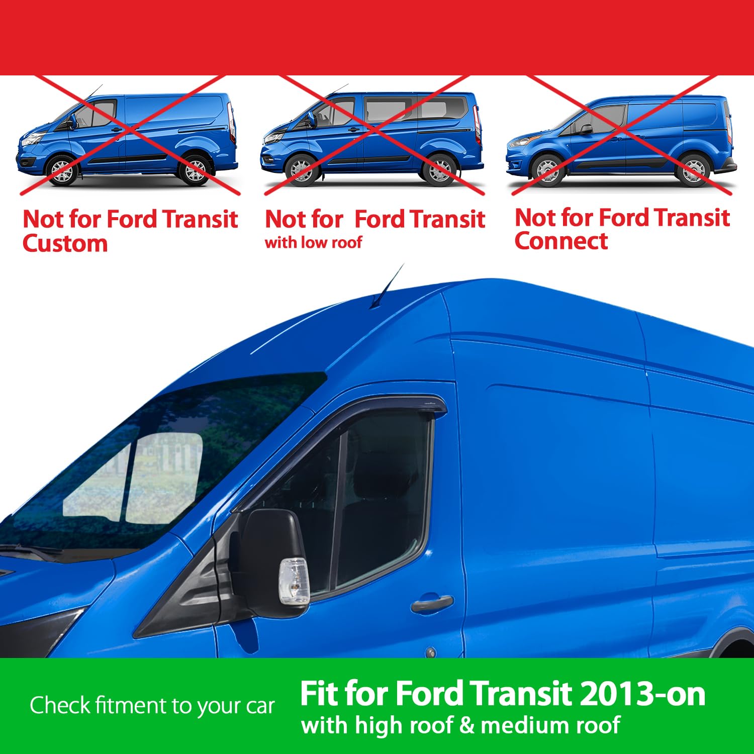 Goodyear Deflektory do/kompatybilne z Ford Transit 13-26 - Naklejana 2 szt
