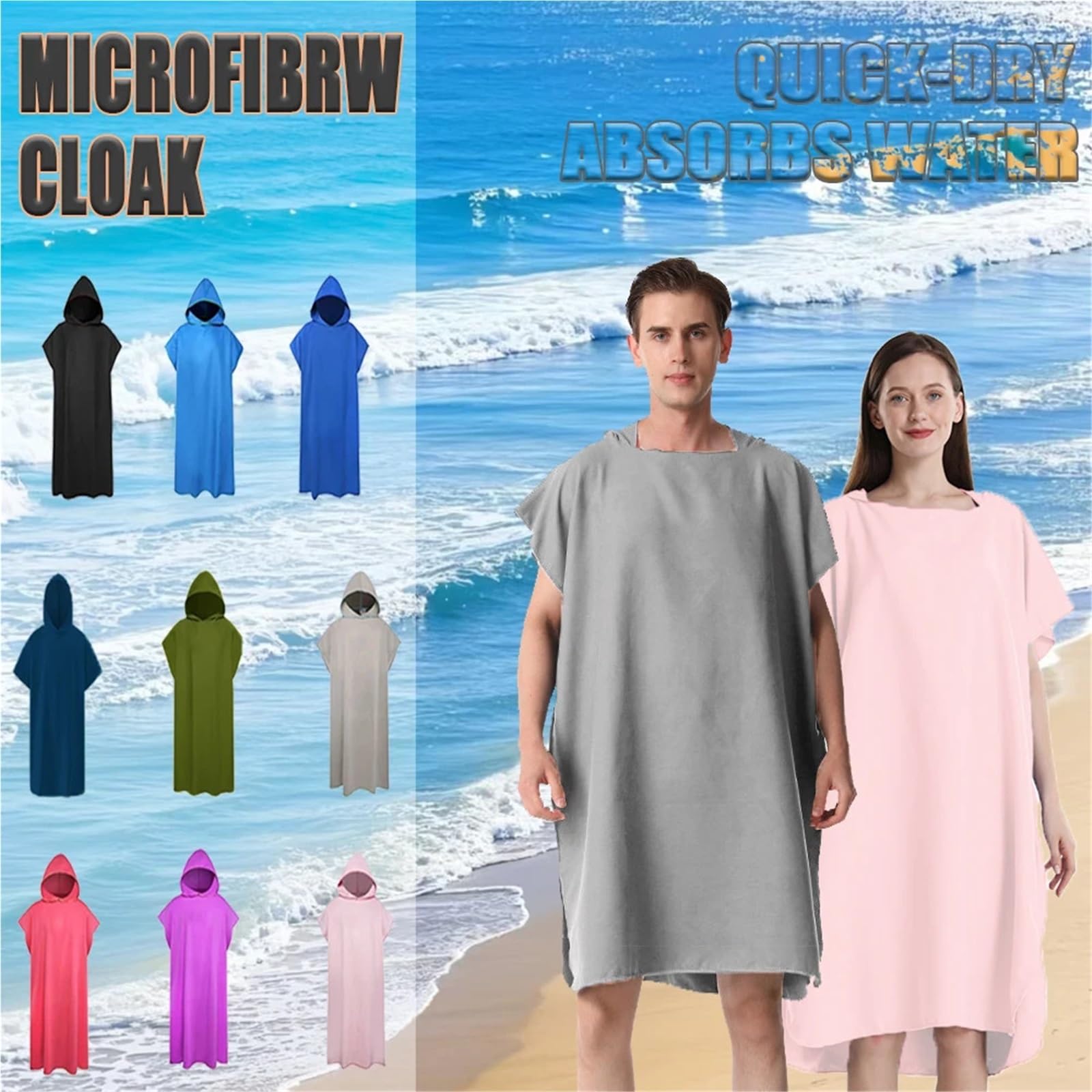 Handtuch-Poncho Kapuzenhandtuch Männer Frauen Schwimmen Strand Reise Schnelltrocknend Wickelmantel Cape Badetuch Bademantel Surf Poncho