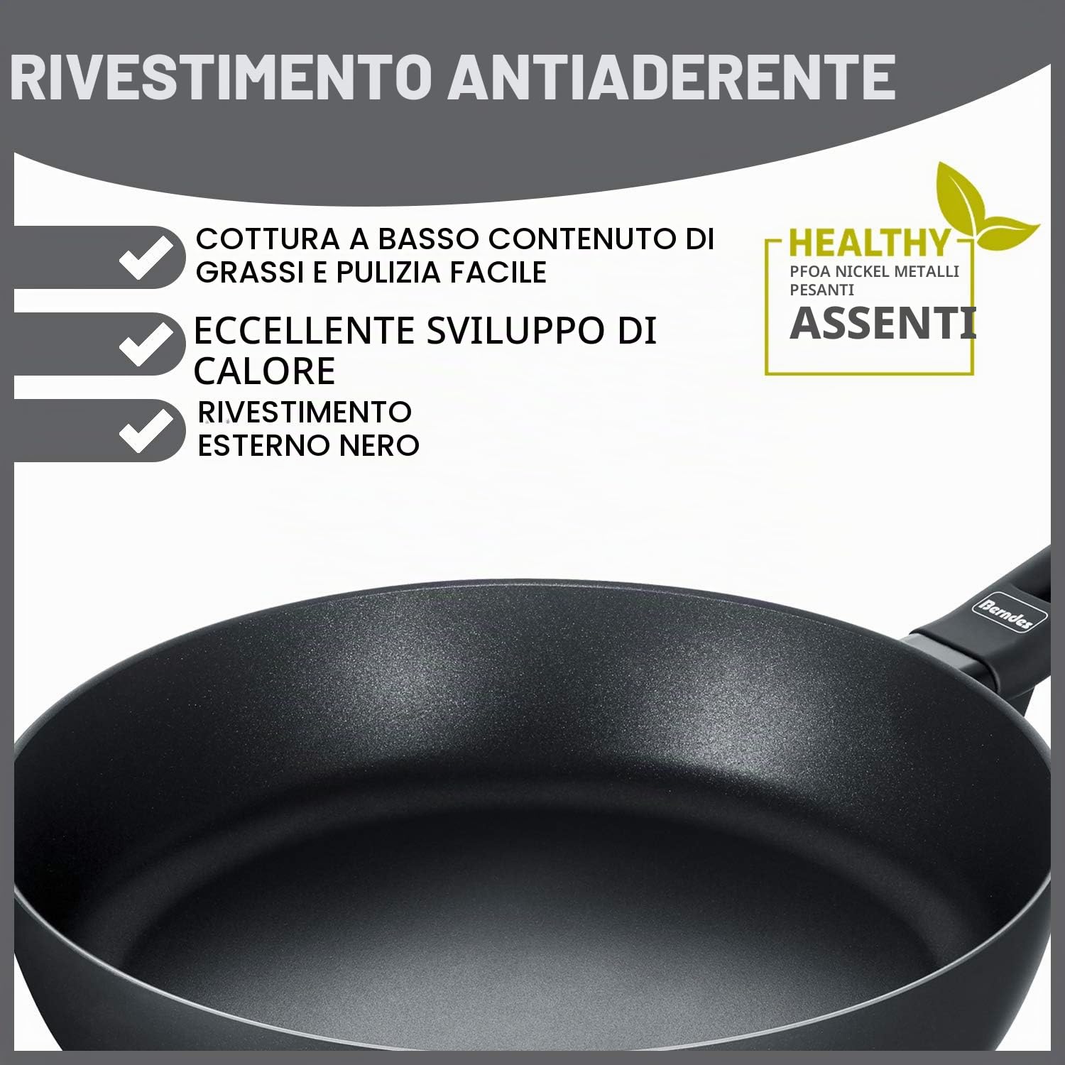 Berndes Alu Induction Padella Fonda, Nero, 24 cm
