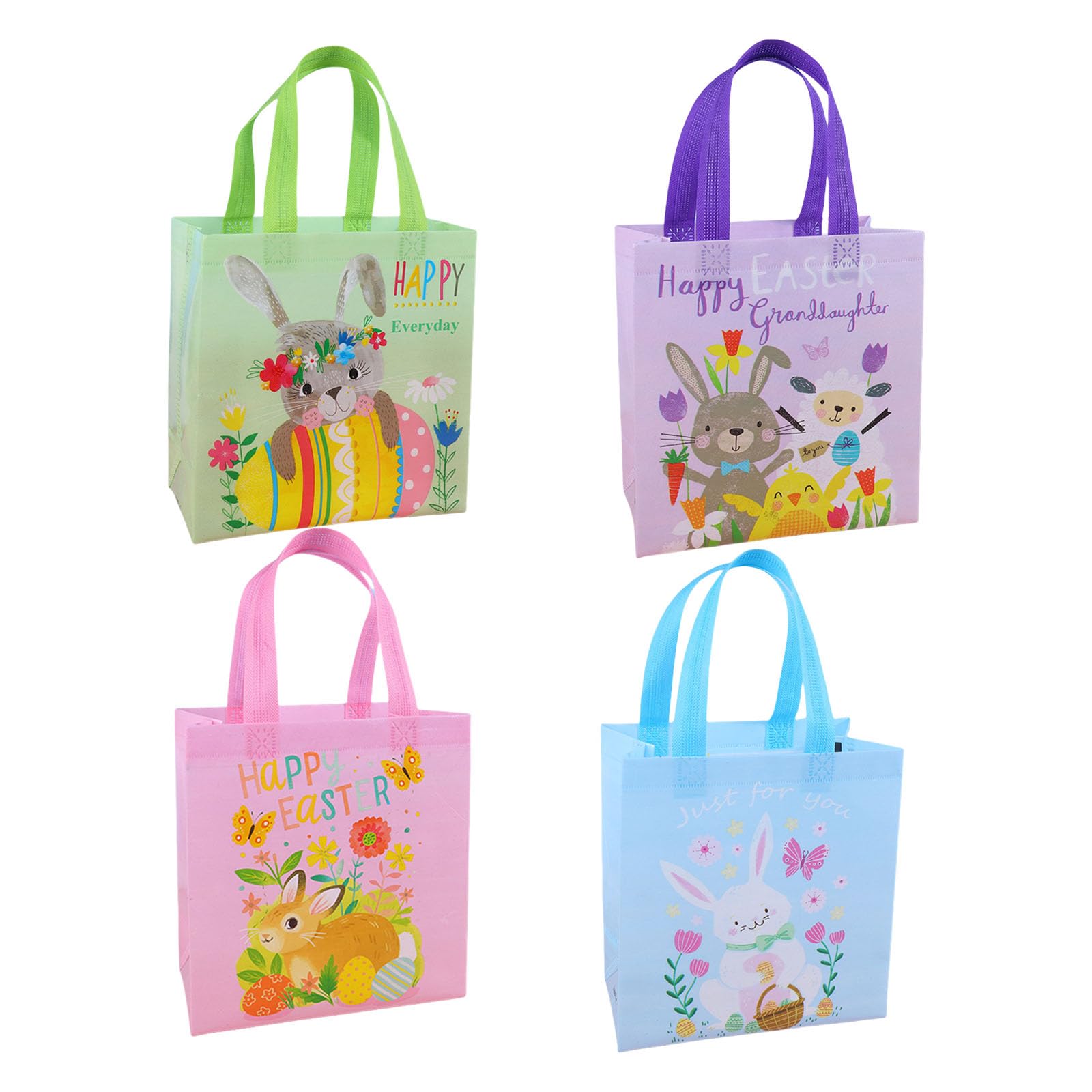 Jazuaiao 4PCS Easters Themed Bags Easters Supplies Children Craft Bag Festival Basket for Craft and Holiday Decorations Colorful Gift Bags