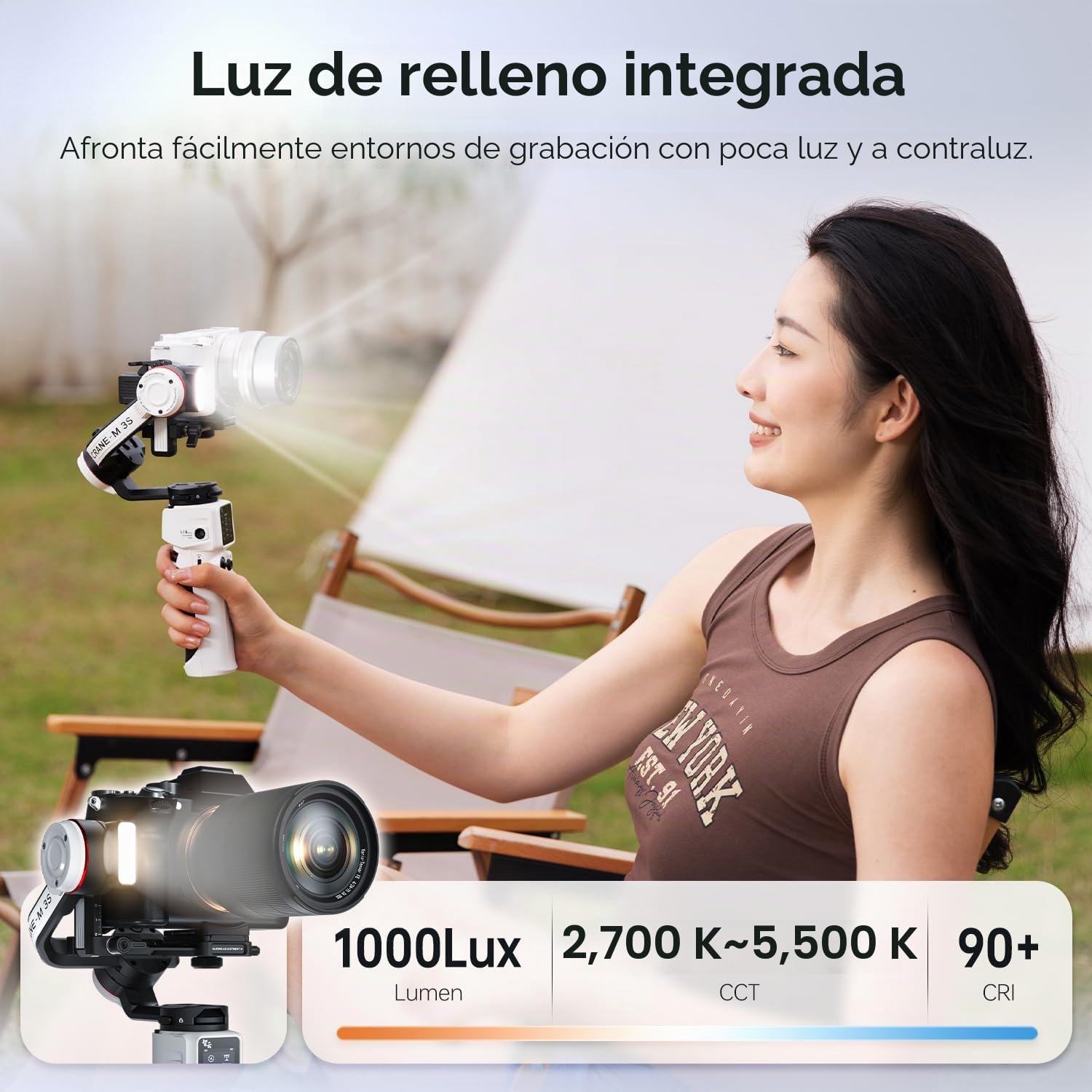 Zhiyun Crane M3S Combo [Official] estabilizador cámara de 3 Ejes con luz de Refuerzo, Clip Smartphone, Mochila Trasera, trípode, cámara para cámara de acción compacta, etc