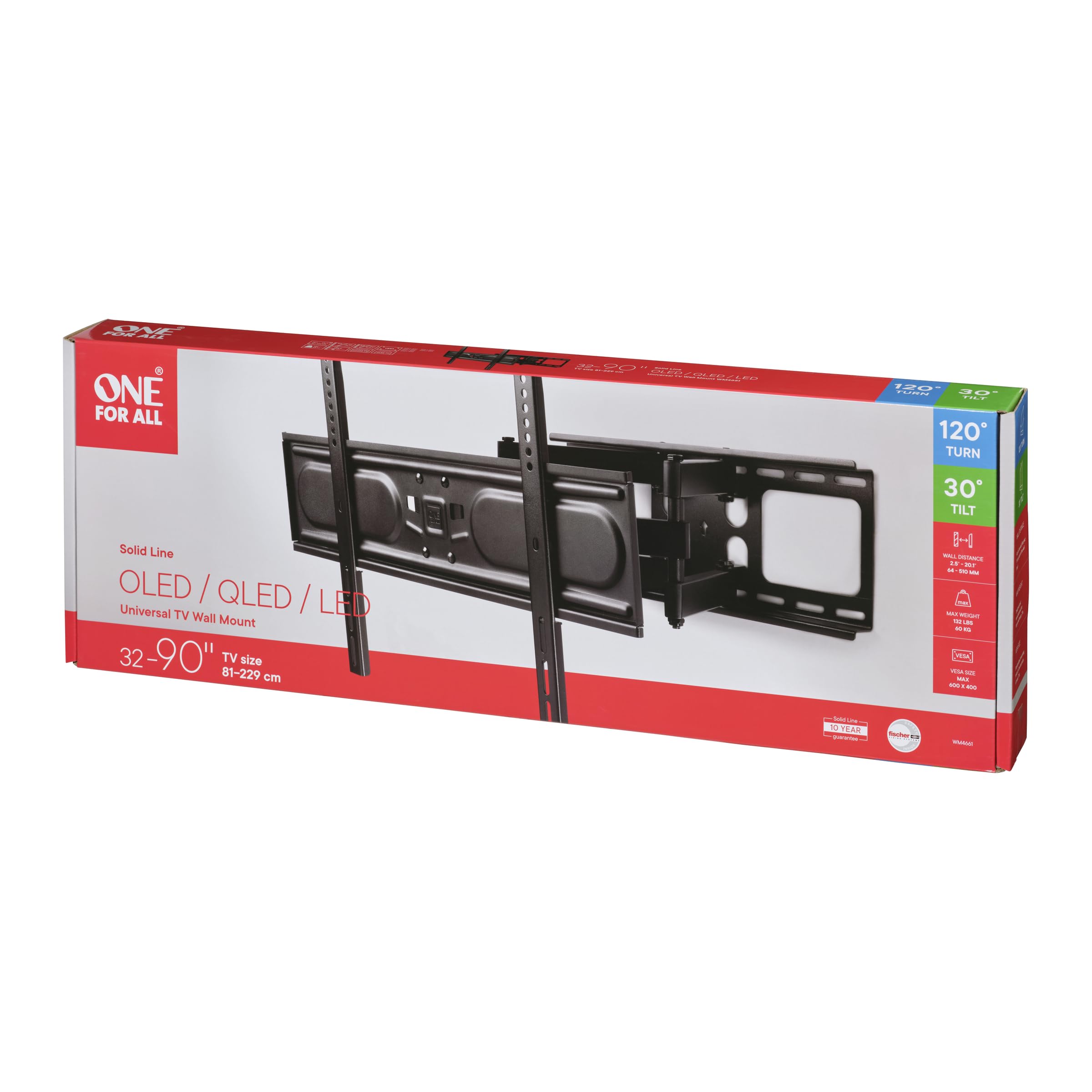 One For All Soporte de Pared Giratorio para TV (WM4661) - Adecuado para televisores de 32 a 90 Pulgadas - VESA de 100 x 100 a 600 x 400 - Giratorio
