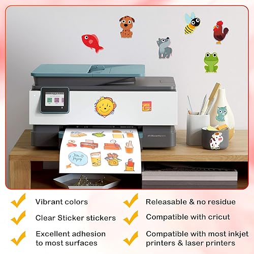 Vista 11 de Papel adhesivo de vinilo imprimible de alta calidad para impresora de inyección de tinta y láser, 100% transparente, 30 hojas autoadhesivas 100%