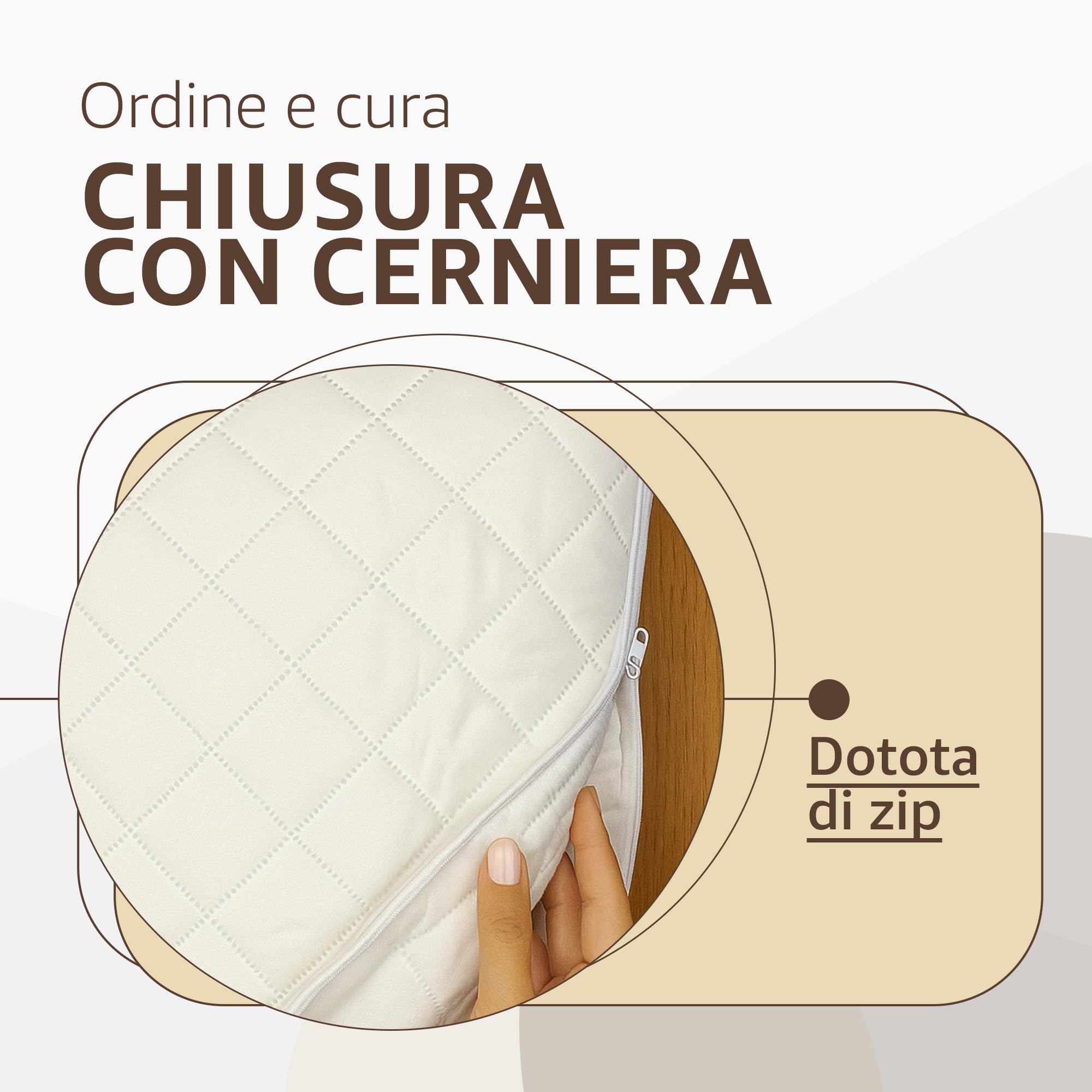 SONIT - Set 4 Copricuscini Trapuntati con Cerniera 50x80 cm, Federe Copriguanciale Antiacaro Anallergiche, Protezione Cuscino Letto con Zip Invisibile, Copricuscino Traspirante Lavabile