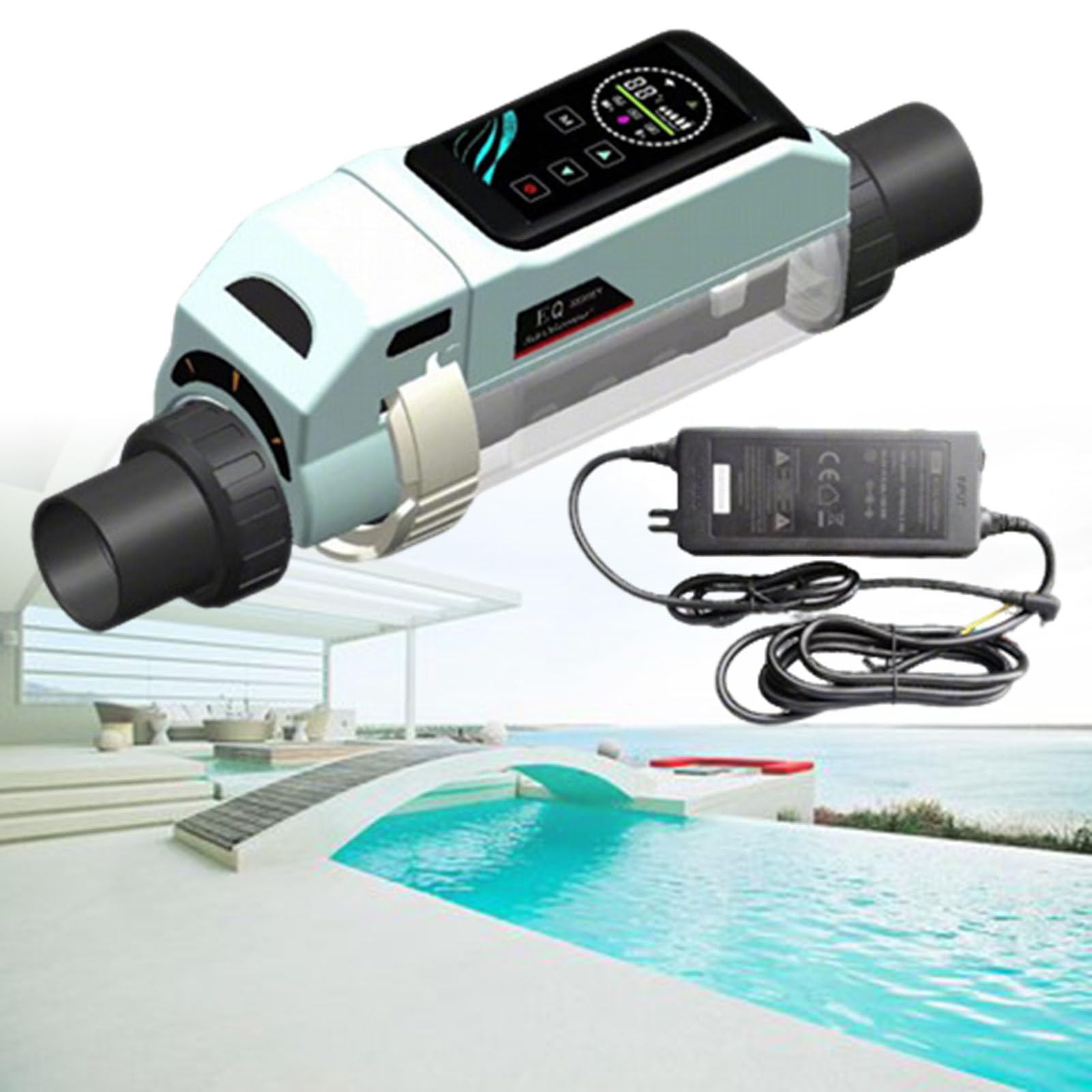 Sist-ema Inteligente de Cloración para Piscinas de Agua Salada (hasta 10.566-42.267 Galones), Clorador para Piscinas de Agua Salada con Control Remoto Integrado por Aplicación 16g/h