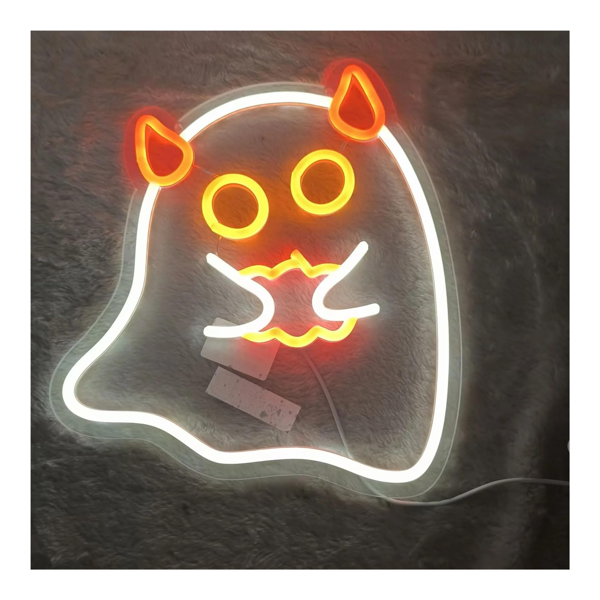 RONGCH Hanging Art Signs Cute Ghost Neon Sign for Bedroom Livingroom Club Bar Man Cave Party Wall Decoration 32.5x29cm