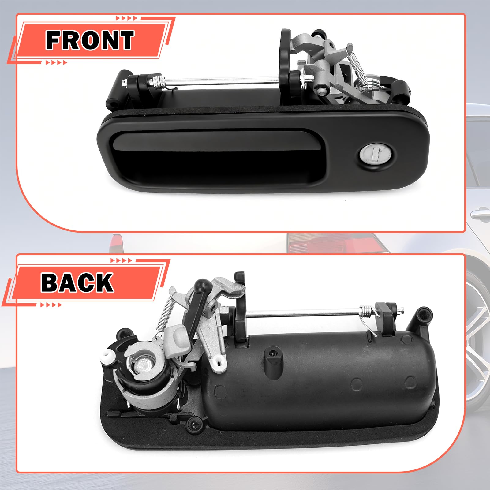 TTCR-II Compatibile con Maniglia per Portellone Posteriore con Serratura VW Golf 3 1H/Golf 4 1J5/Polo 6N2/Lupo 6X1/Caddy 3/Sharan/Transporter T5 Maniglia di Blocco del Portellone-1J6827565B 1J6827565A