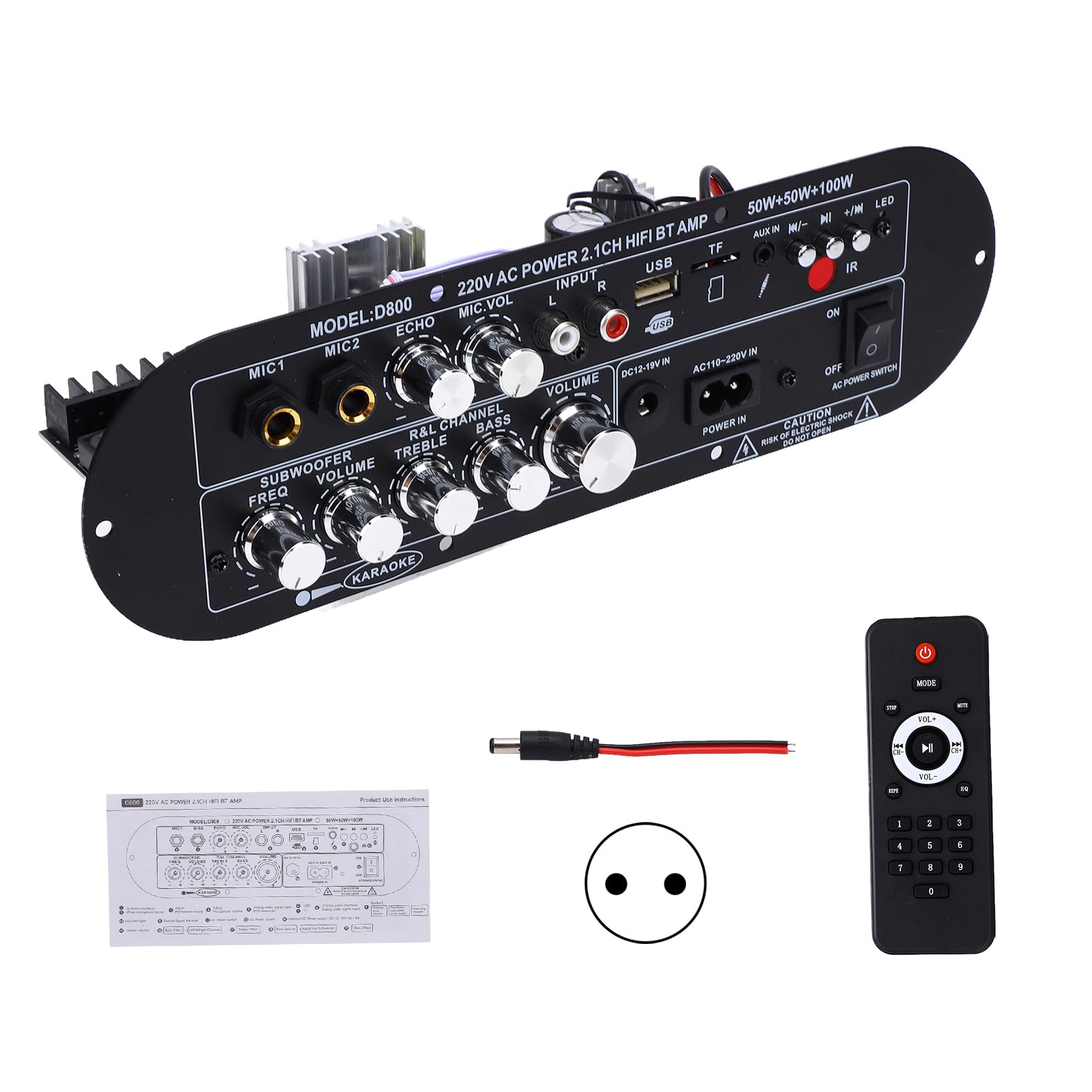 Wzmacniacz Audio z Obwodem Zabezpieczającym — Zaawansowany Cyfrowy Wzmacniacz Mocy HiFi z technologią 5.0 dla Entuzjastów Dźwięku (Wtyczka UE)