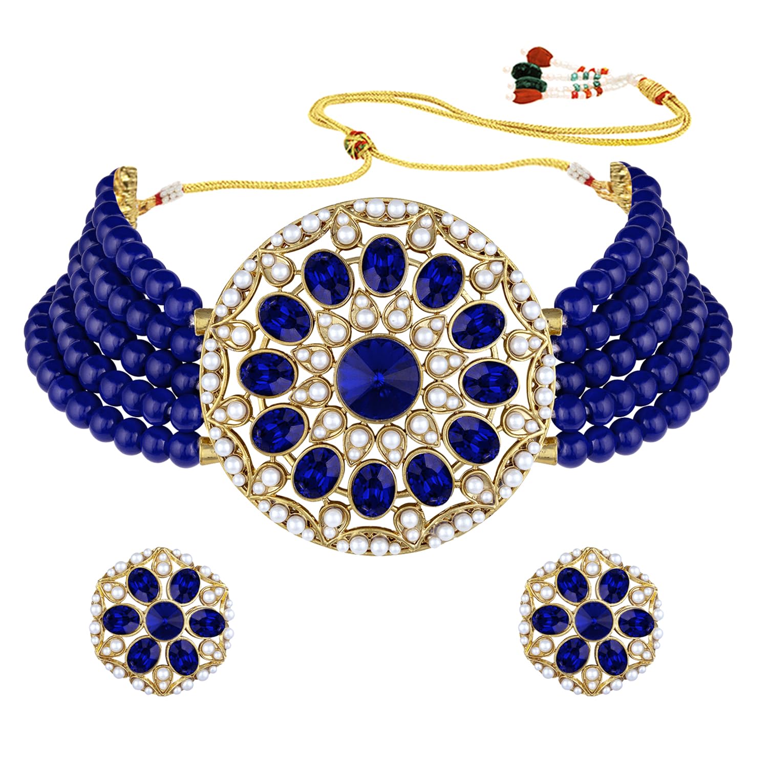 Peora Gold Plated Kundan Faux Pearl Adjustable Choker Necklace Beaded Jewellery Set for Women (B09KGC4J6Q) Amazon Price History, Amazon Price Tracker