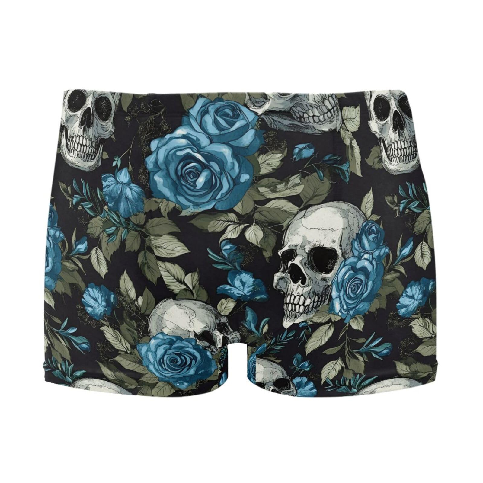 UMIRIKO Sugar Skulls Blue Roses Men Swim Brief Square Leg Swimsuit Swimwear Bathing Suits for Men M 202c0083
