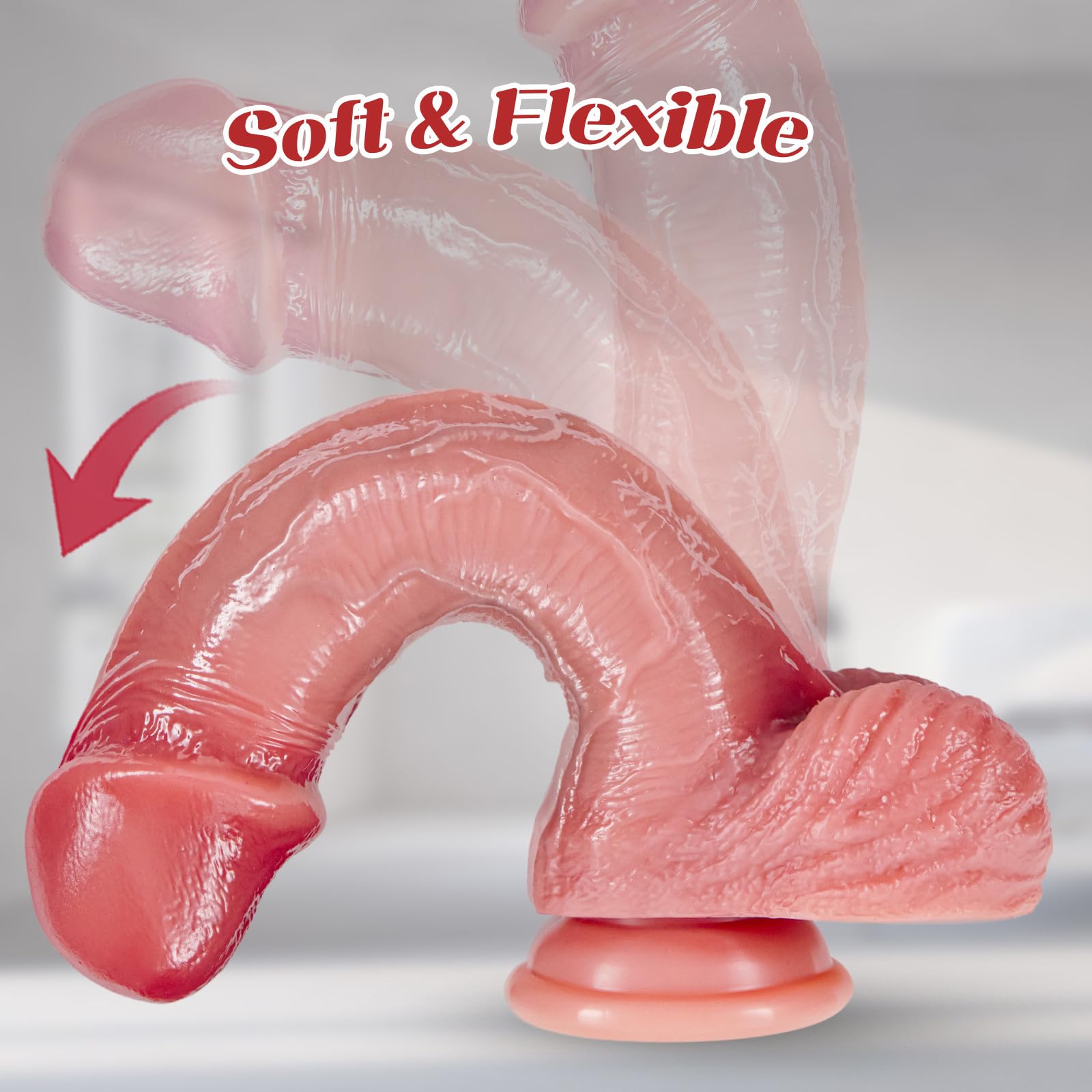 Fallo Lifelike Gigante Realistico 27,5 cm in Silicone Doppia Densità Spesso, Dildo Curvo con Ventosa Potente Anale G-Spot Diametro 6 cm Strapon Massaggio, Dildo Sex Toys per Donna & Uomo