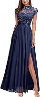 MIUSOL Women's Sequin Lace Chiffon Split Maxi Dress - Elegant Evening Party Bridesmaid Formal Gown