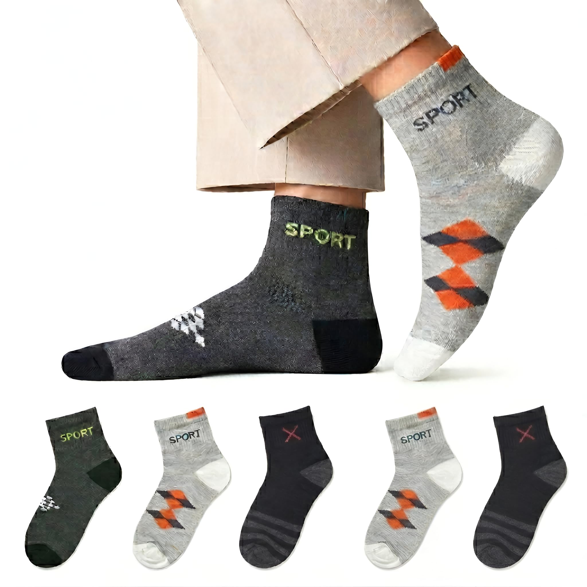 ankle Length Socks for men | Ultra Soft made of cotton | Sports Socks for Boys | Breathable And Stretchable Socks for Boys & Men | Sneaker Shoes Socks, Grey, Black, Dark Grey (Pair of 3)-image-47