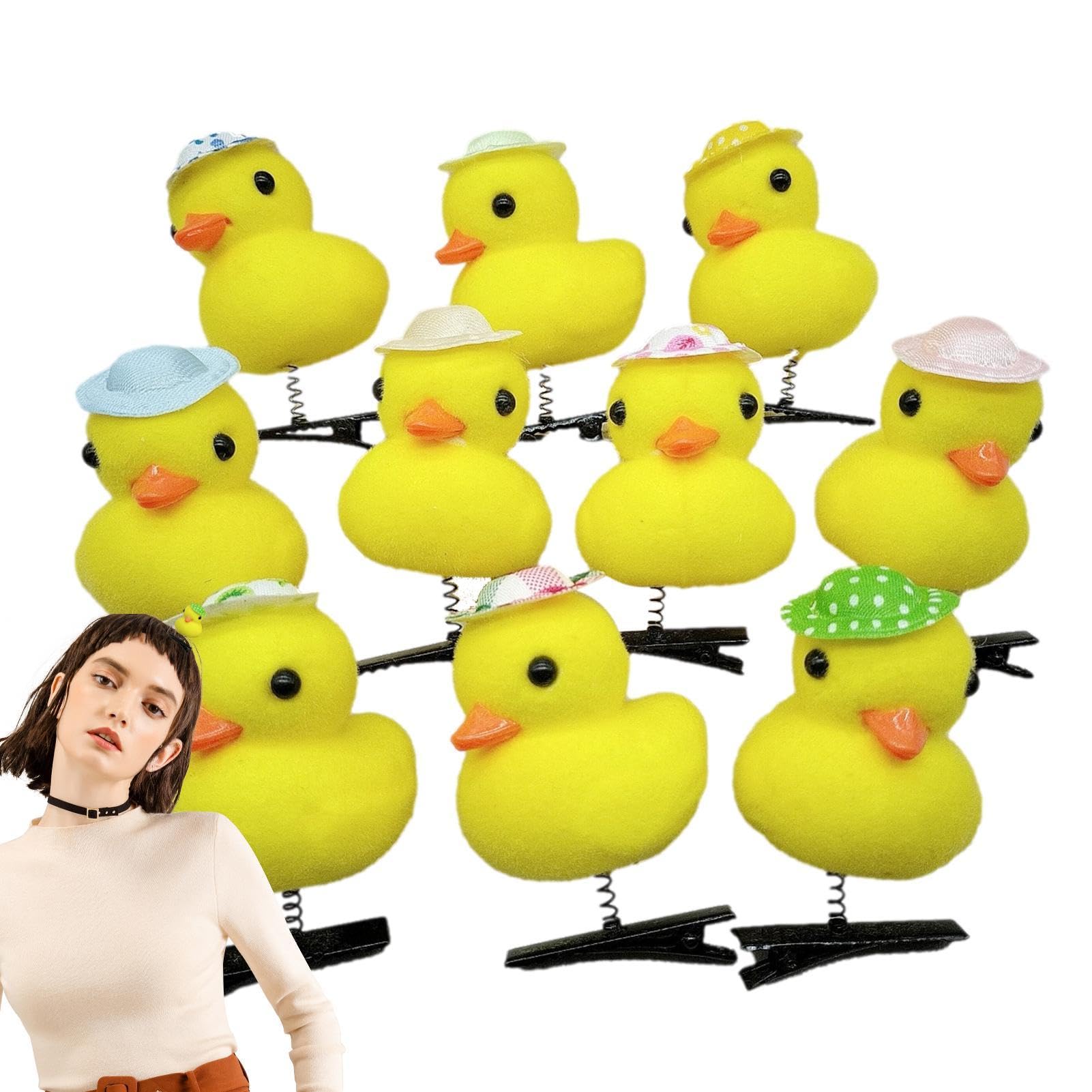 30 Pcs Yellow Duck Hair Clips Cartoon Animal Hairpins Gift for Women Cartoon Plush Duck Hair Clip Set - 10 Soft Yellow Hair Pins  main image 4