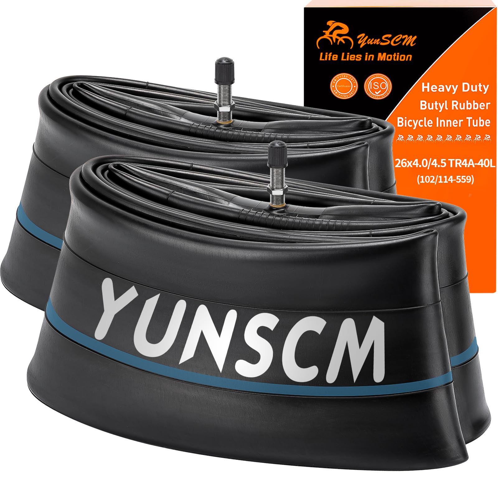 2-PCS 26x4 Heavy Duty E-Bike Tubes 26X4.0/4.5 102/114-559 TR4A-40L Scharder Valve 26" Bicycle Inner Tubes Compatible with 26x4 26 x 4 1/4 26x4.5