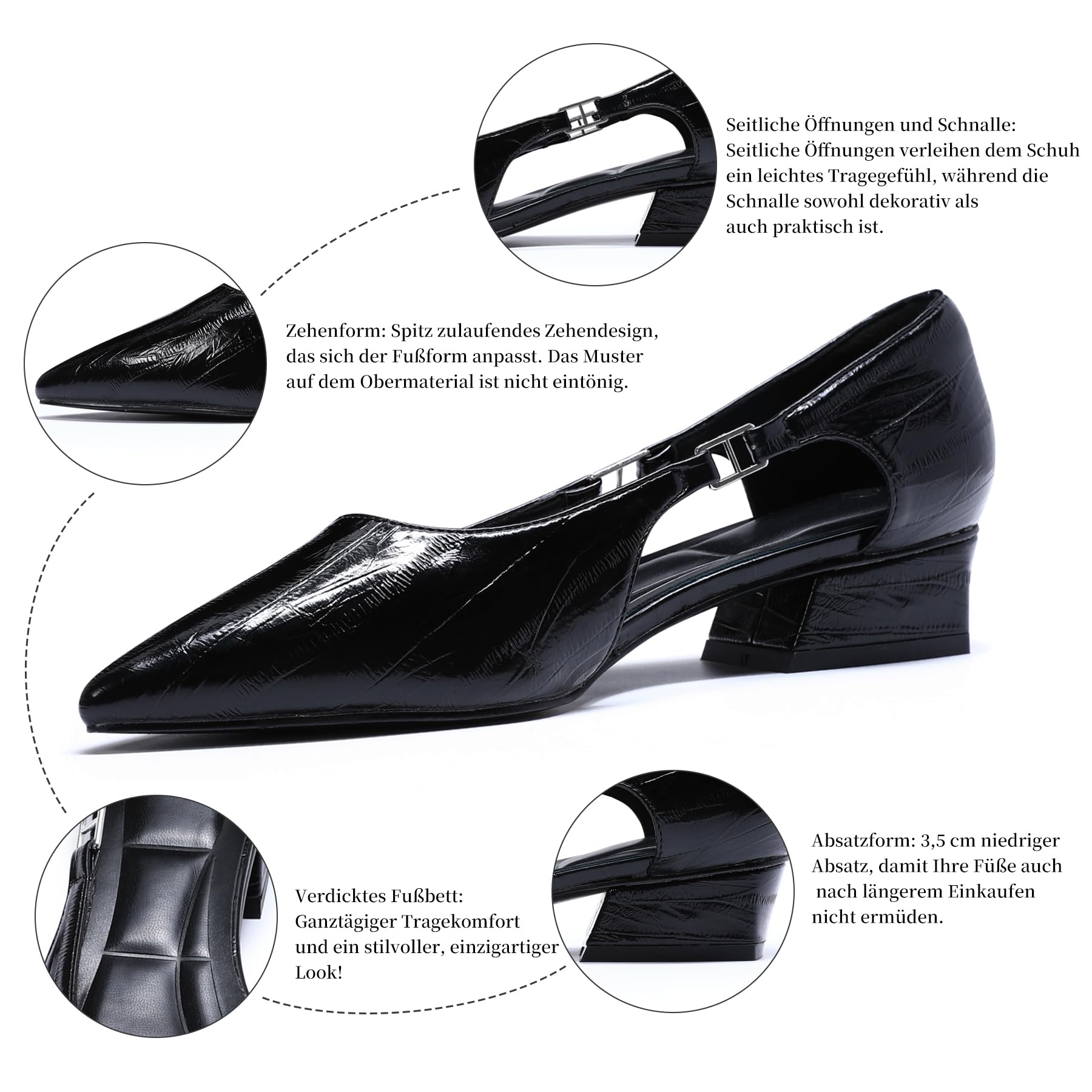 YYNUDA Damen Pumps Hochhaltschuh Spitz Zehen Kleid Pumps Schuhe Ausschnitt Pumps Bequem Büro Alltag Partei Hochzeit