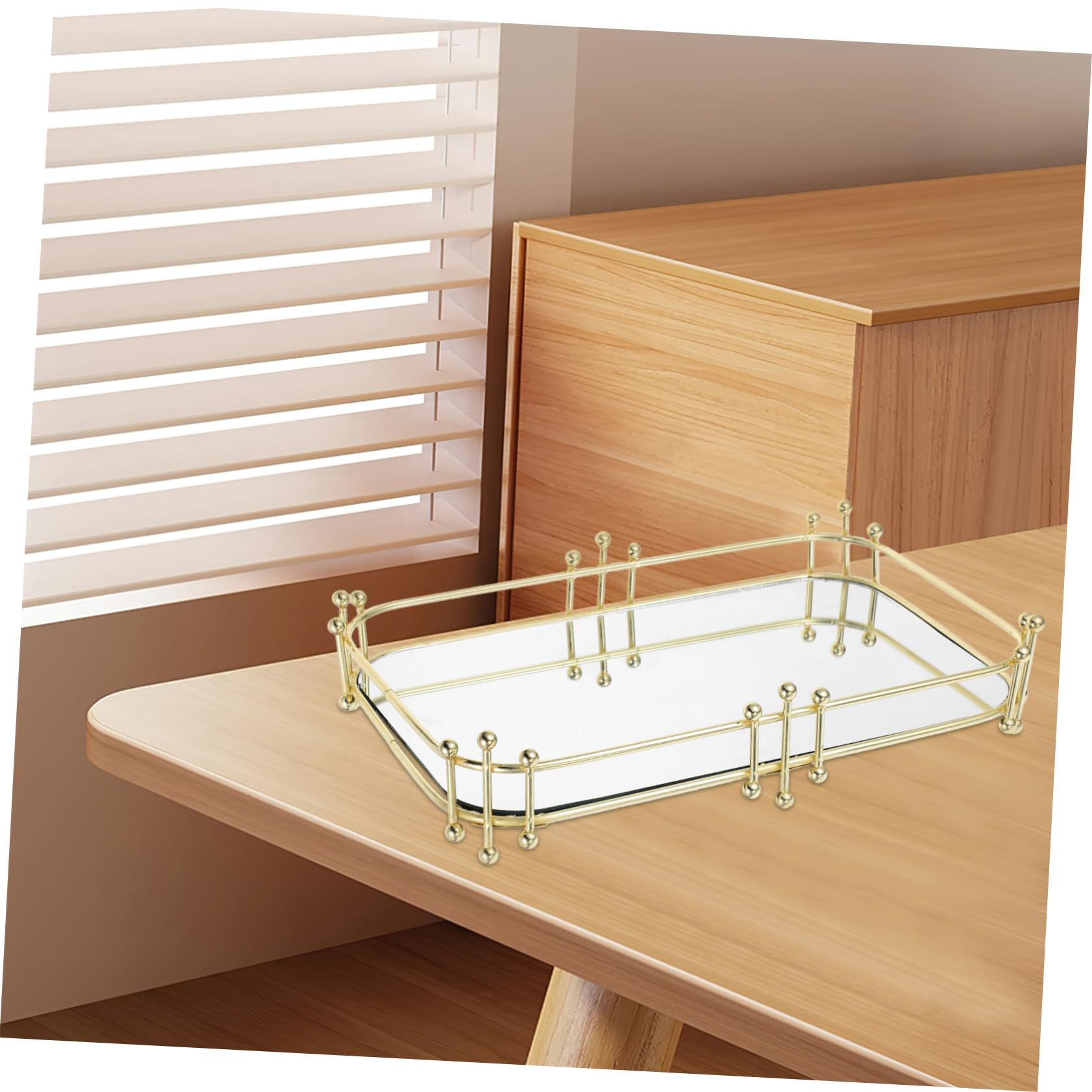 ABOOFAN Bandeja Decorativa para Tocador y Baño, Organizador de Maquillaje y Perfumes, Hierro Dorado, Gran Capacidad, Fácil de Limpiar