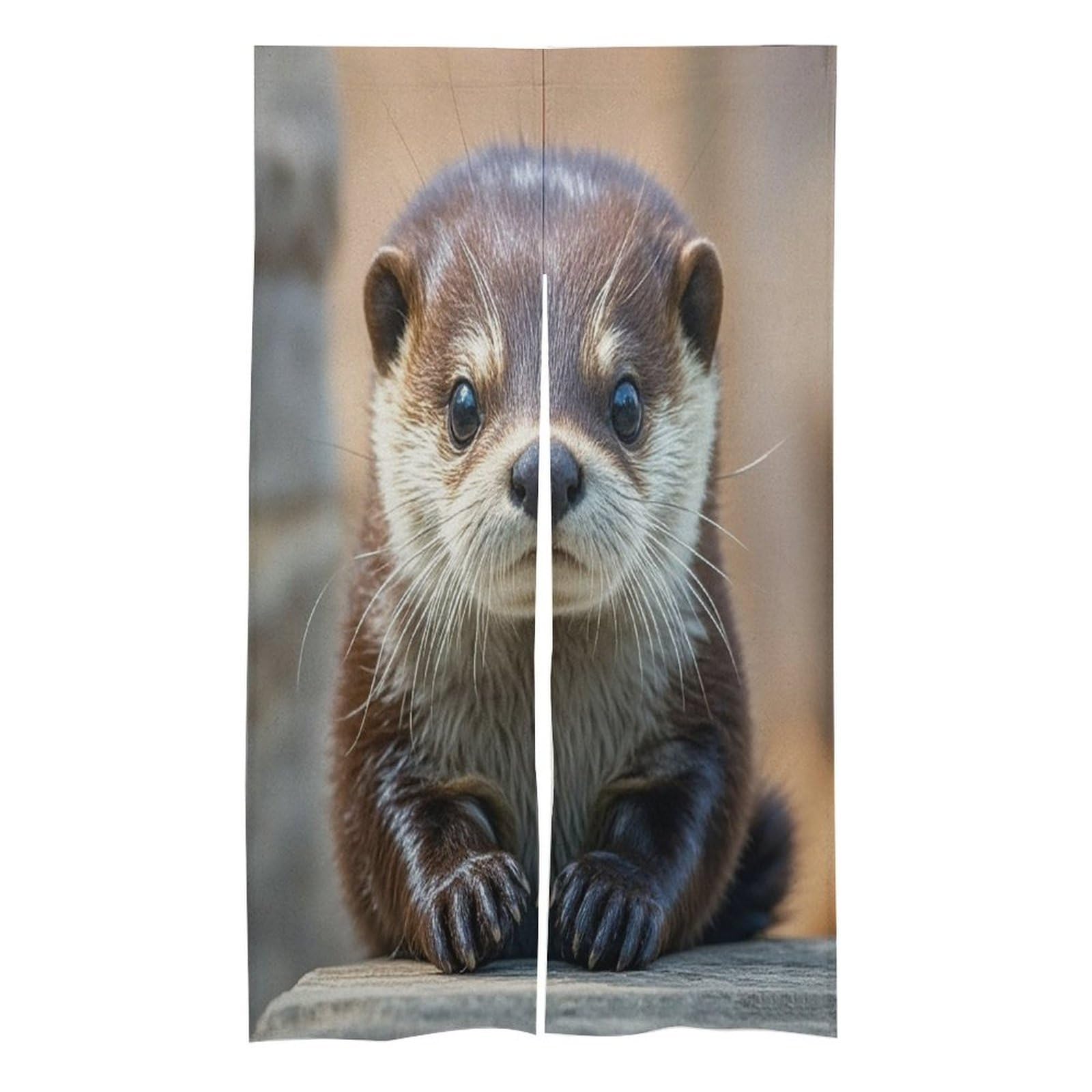 FekiLoot Cute Otter Door Curtain Splice Japanese Style Theme Blackout Doors Cover Hemp Door Tapestry Temperature Protection Barrier Doors Screen for Various Rooms 17W X 57L Inch