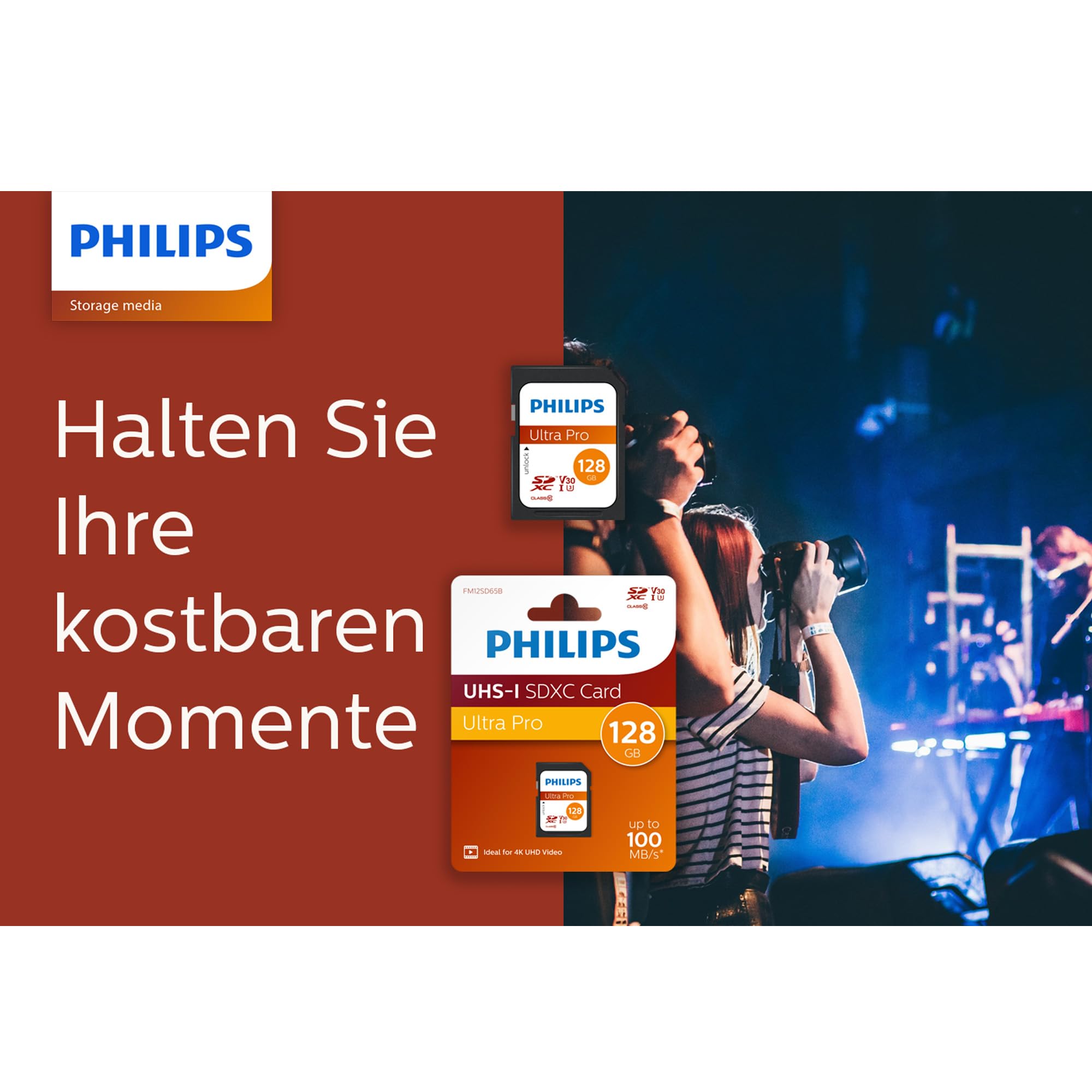 Philips Ultra Pro SDXC Card 128 GB UHS-I U3, velocità di lettura fino a 100 MB/s, V30, scheda di memoria per fotocamere, tablet, PC, lettore di schede, video 4K UHD