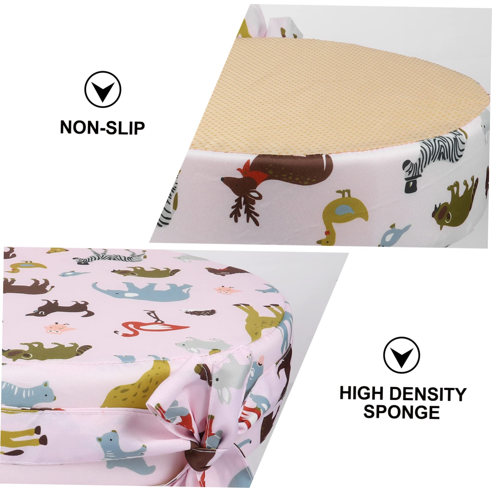 2piezas Cojín Elevador Redondo Para Niño Asiento Acolchado Alta Funda Extraíble y Lavable Para Sillas De Diseño De Animales De Limpiar y Almacenar