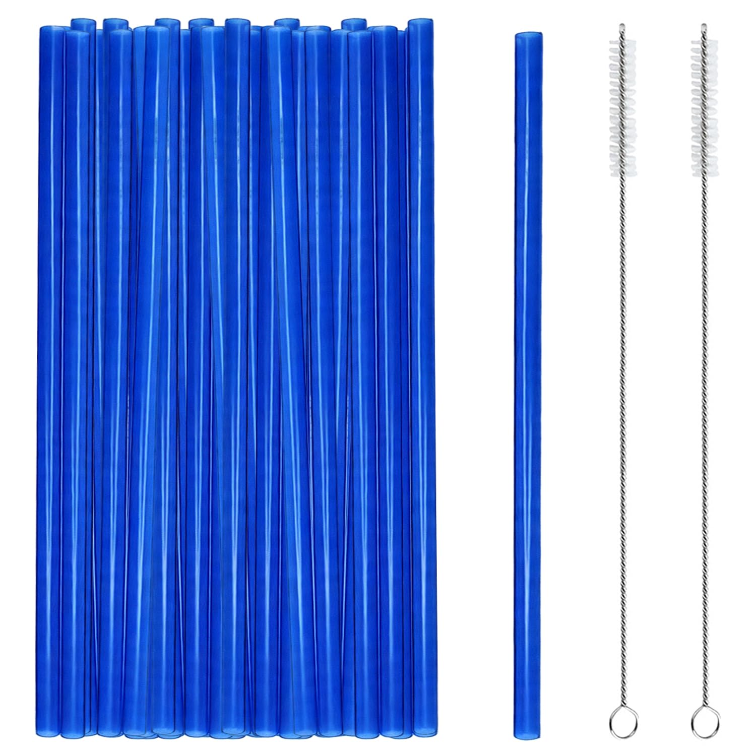 iJiGui 50 Pcs Plastic Straws, 19cm x 7mm, Reusable Straws(Royal Blue)