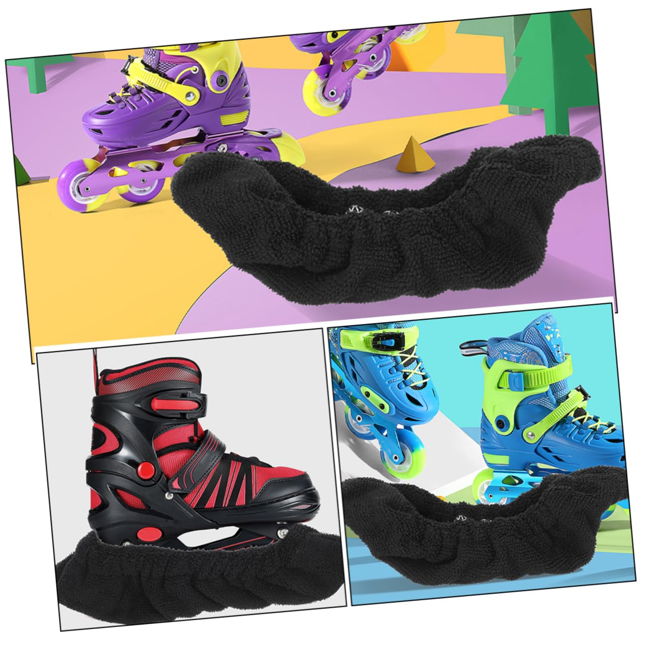 Abaodam Protector de Patines Patinaje Patines de Hielo Guardias de Skate de Hockey de Patines Cubierta de Patines Guardia de Patines Fibra extrafina Negro