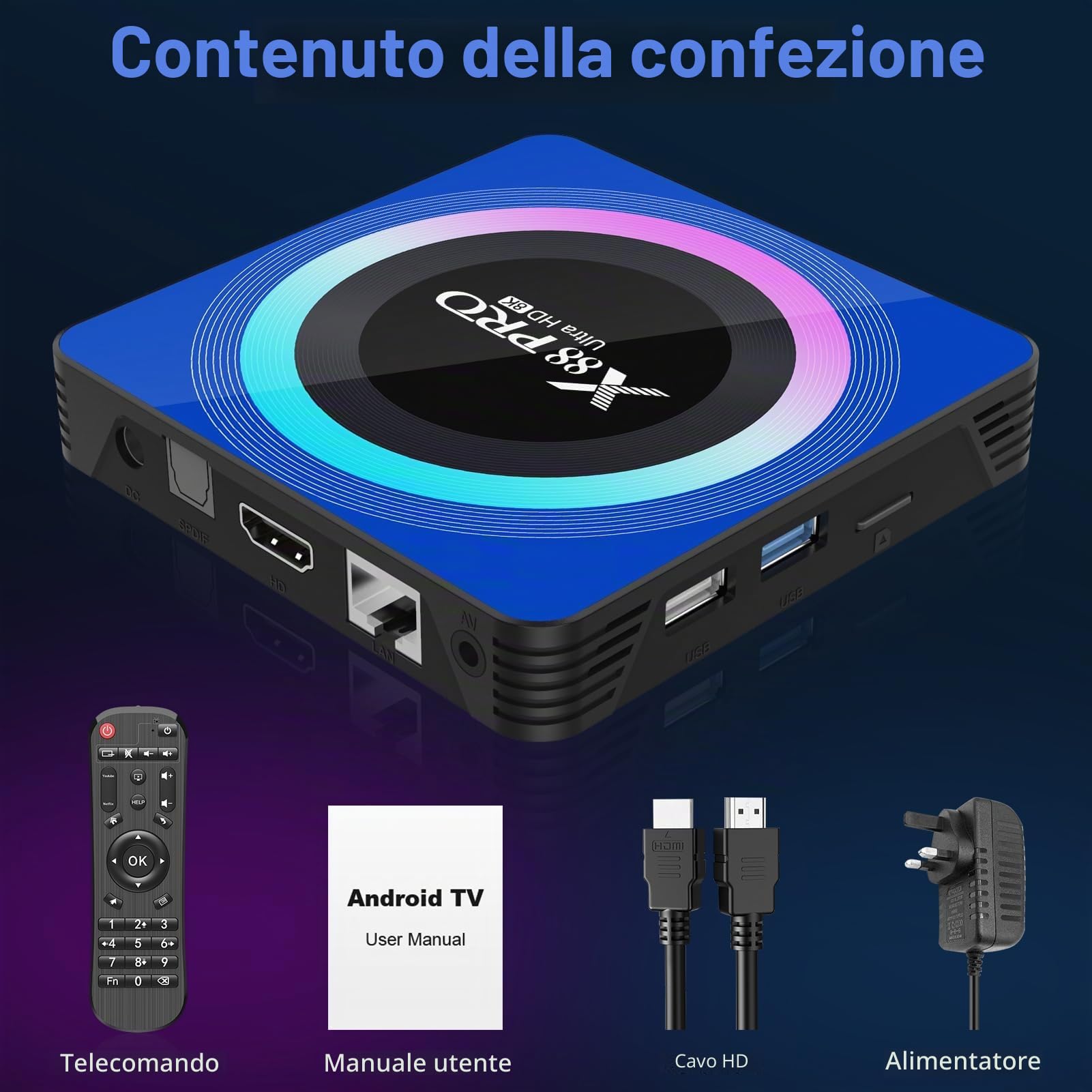 Android 13.0 TV Box, 4GB RAM 32GB ROM RK3528 Quad-Core Smart TV Box, supporto 2.4G / 5.0G Dual WiFi 6 BT 5.0，HDMI 8K Smart Box TV