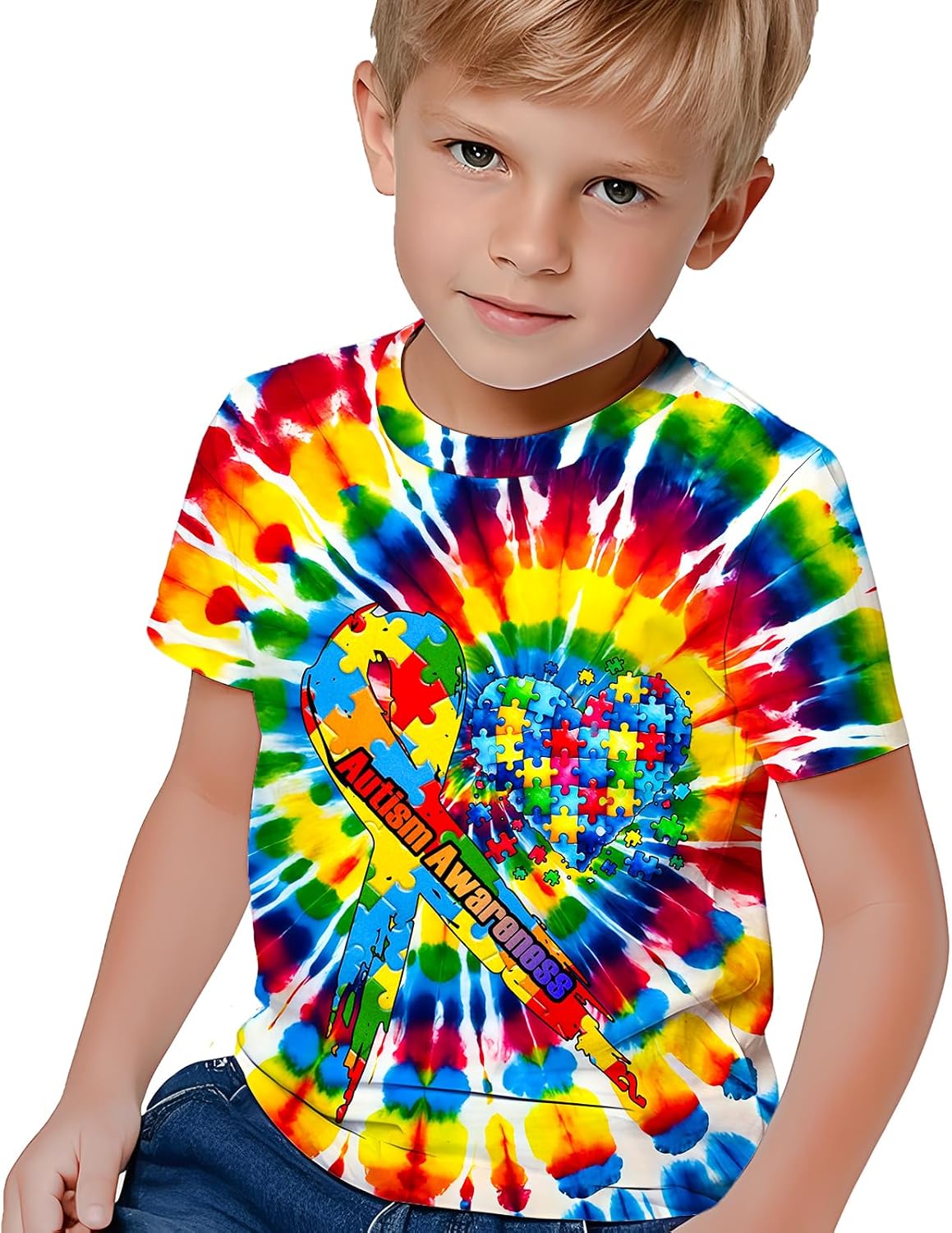 Kids Tie Dye Shirts for Boys Girls Outfit Clothes Children Hippies Short Sleeve Tees Tie-Dye T Shirt 6-16 Years